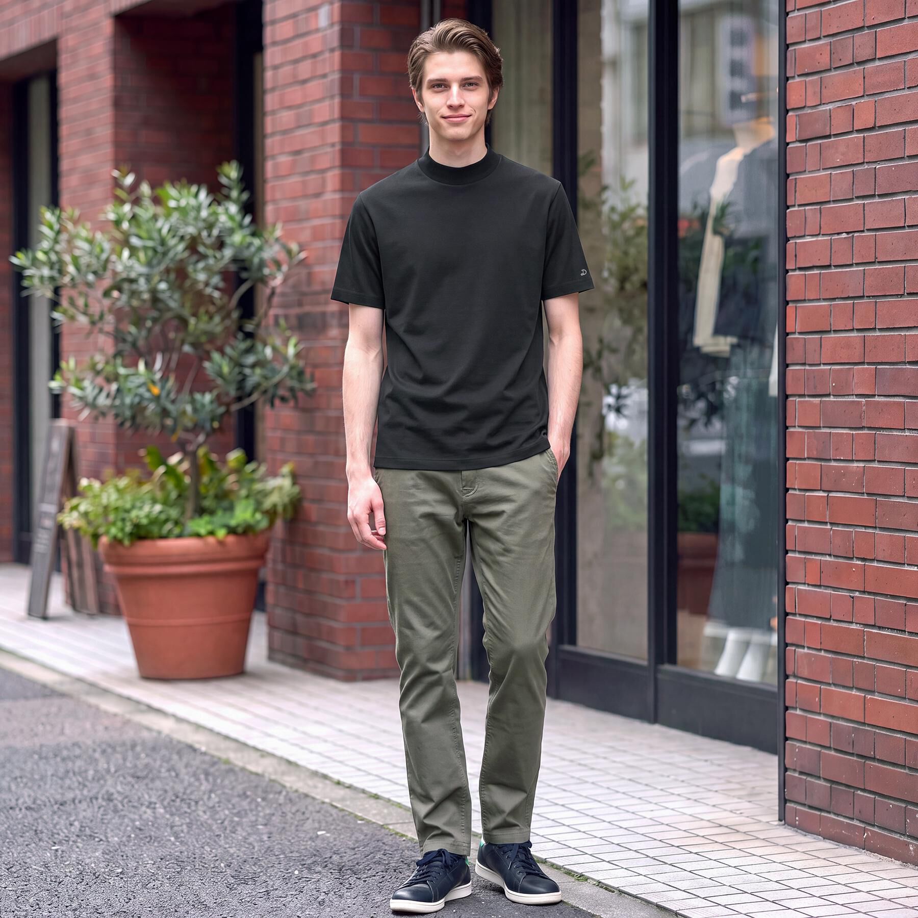 DRESSTERIOR「【接触冷感／抗菌防臭／消臭】ICE CLEAR COTTON モックネックTシャツ」|Tシャツ・カットソー|