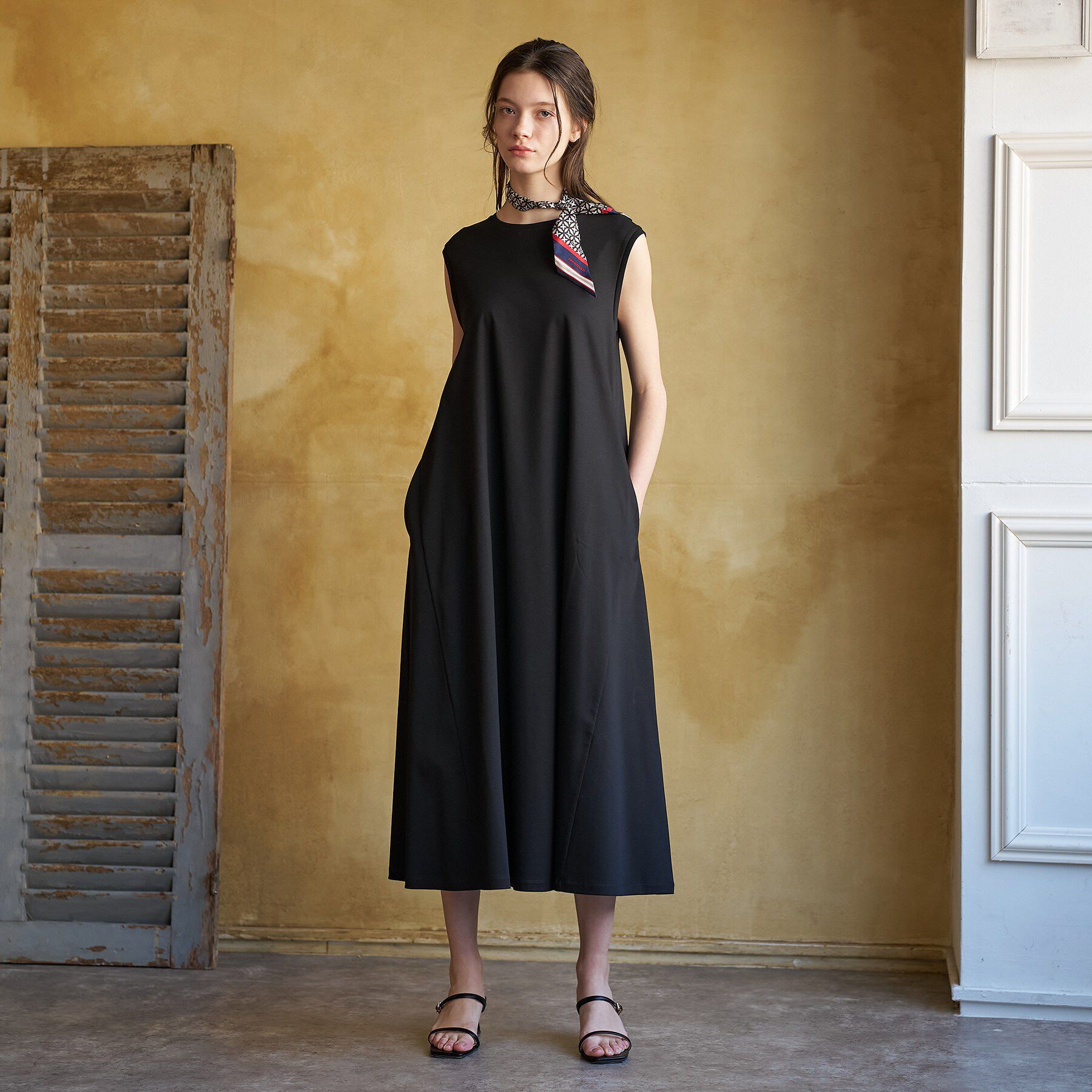 DRESSTERIOR「【接触冷感／抗菌防臭／消臭/ウォッシャブル】アイスクリアコットン フレンチスリーブワンピース」|ワンピース|