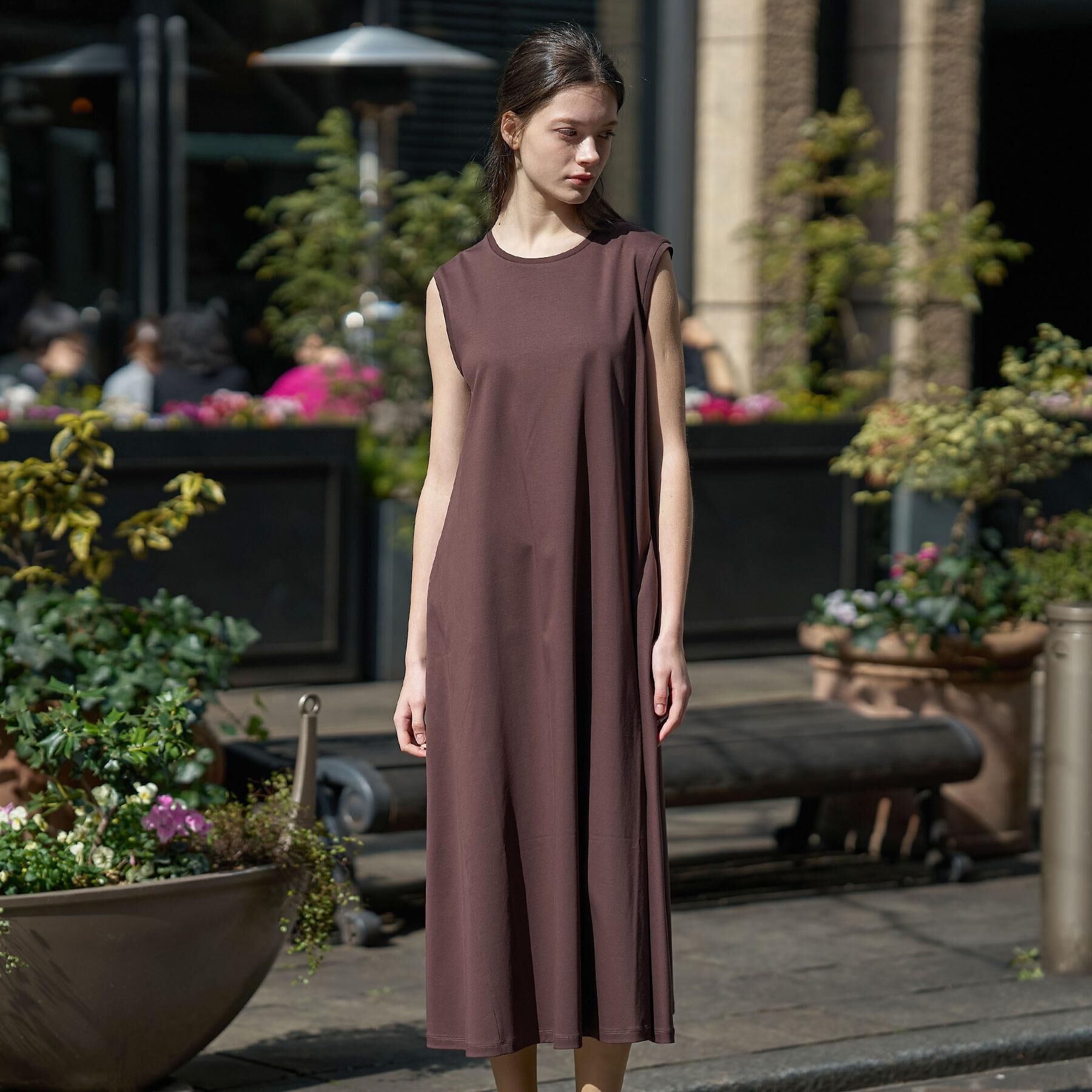 DRESSTERIOR「【接触冷感／抗菌防臭／消臭/ウォッシャブル】アイスクリアコットン フレンチスリーブワンピース」|ワンピース|