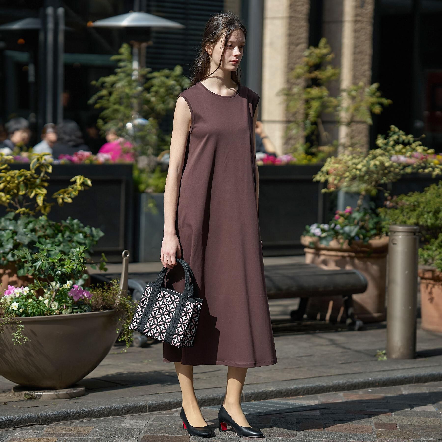 DRESSTERIOR「【接触冷感／抗菌防臭／消臭/ウォッシャブル】アイスクリアコットン フレンチスリーブワンピース」|ワンピース|