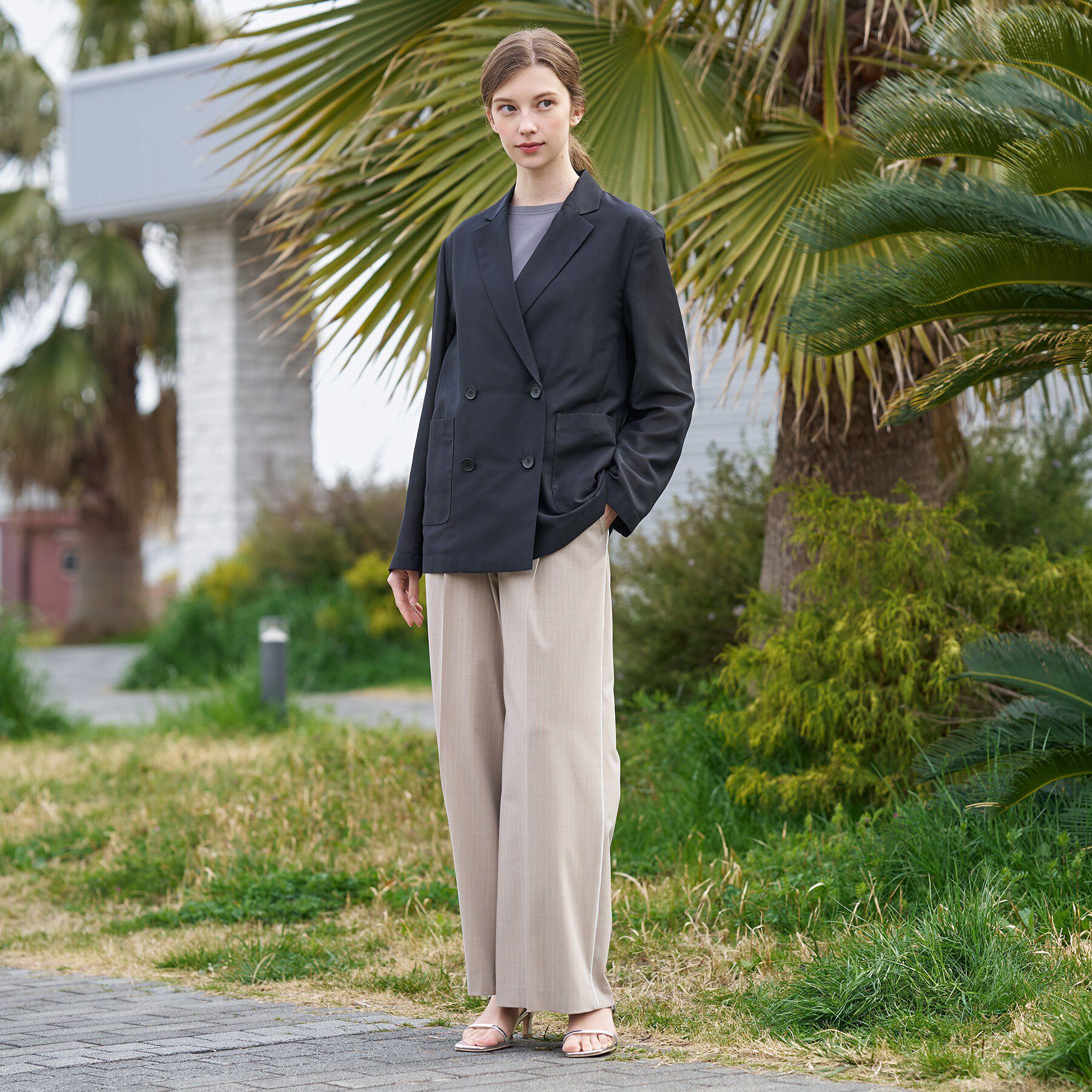 DRESSTERIOR「【接触冷感/防シワ機能/ウォッシャブル】クールタッチ リネンブレンドシアージャケット」|テーラードジャケット|
