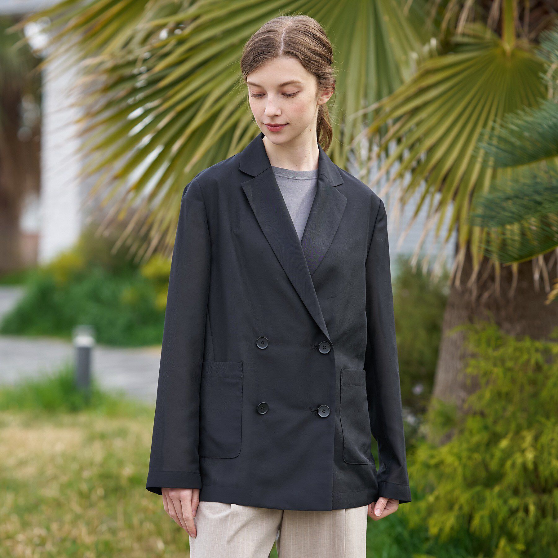 DRESSTERIOR「【接触冷感/防シワ機能/ウォッシャブル】クールタッチ リネンブレンドシアージャケット」|テーラードジャケット|
