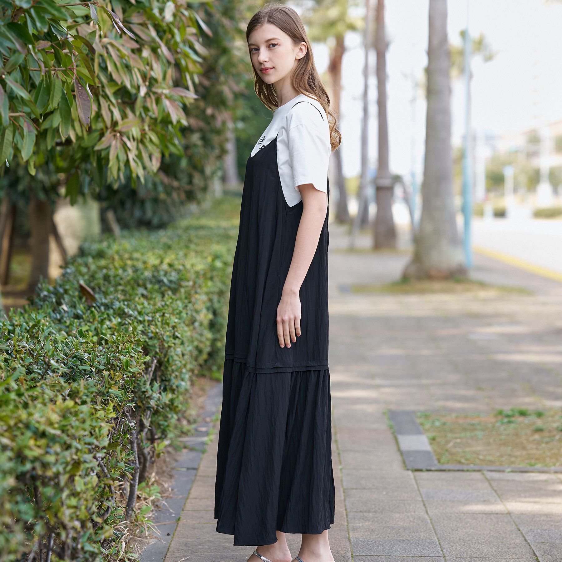 DRESSTERIOR「【ウォッシャブル】ワッシャーボリュームフレアキャミワンピース」|ワンピース|