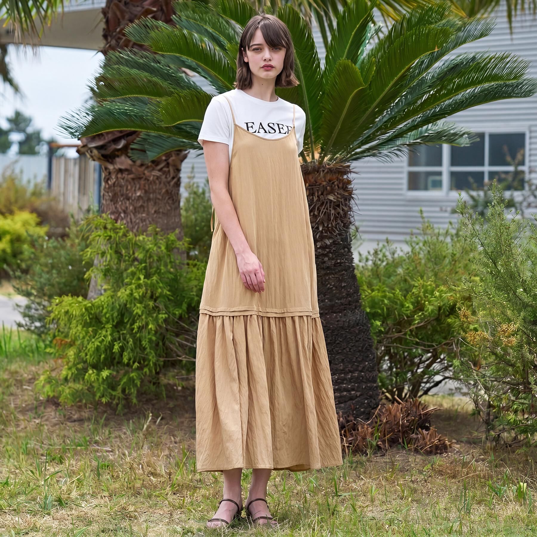 DRESSTERIOR「【ウォッシャブル】ワッシャーボリュームフレアキャミワンピース」|ワンピース|