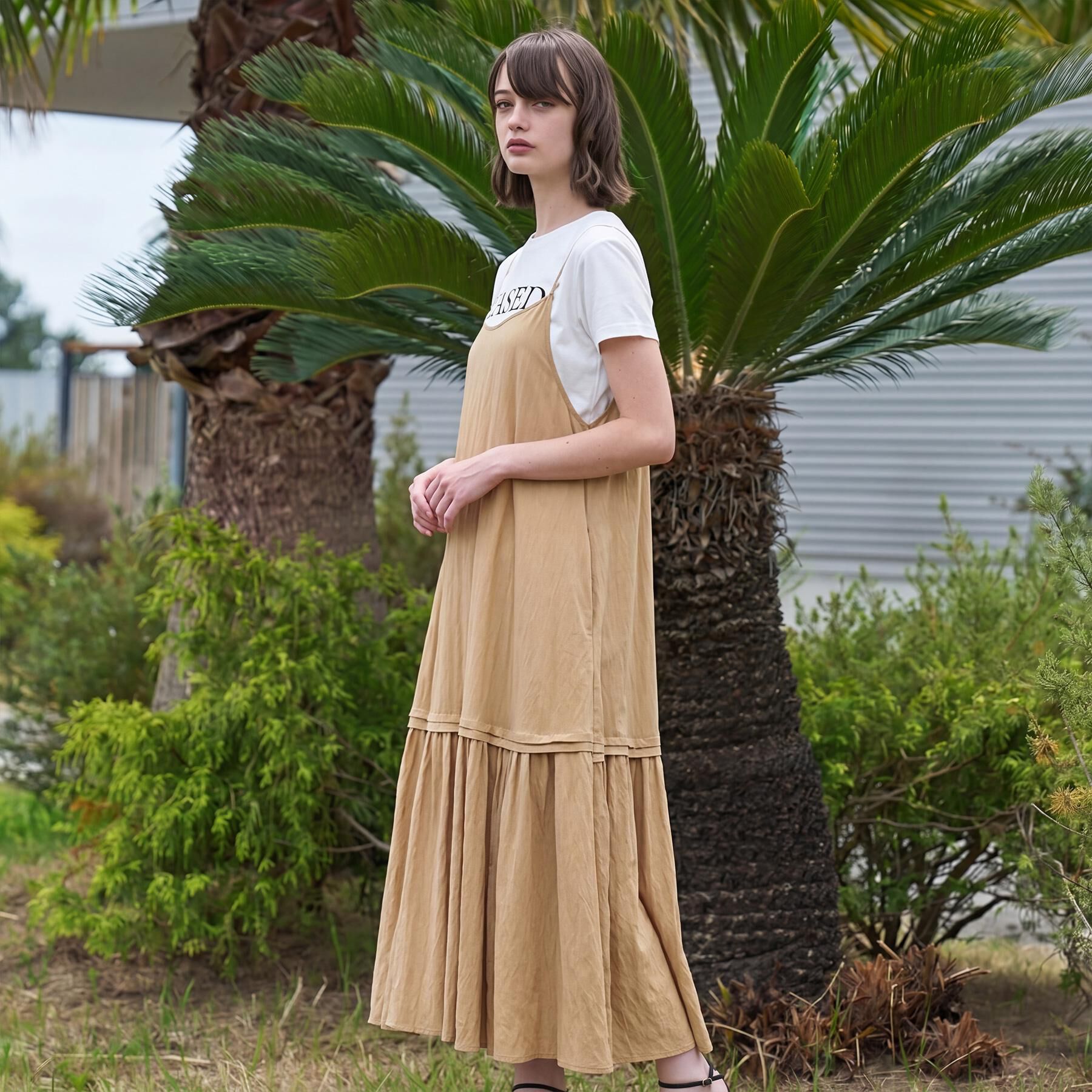 DRESSTERIOR「【ウォッシャブル】ワッシャーボリュームフレアキャミワンピース」|ワンピース|