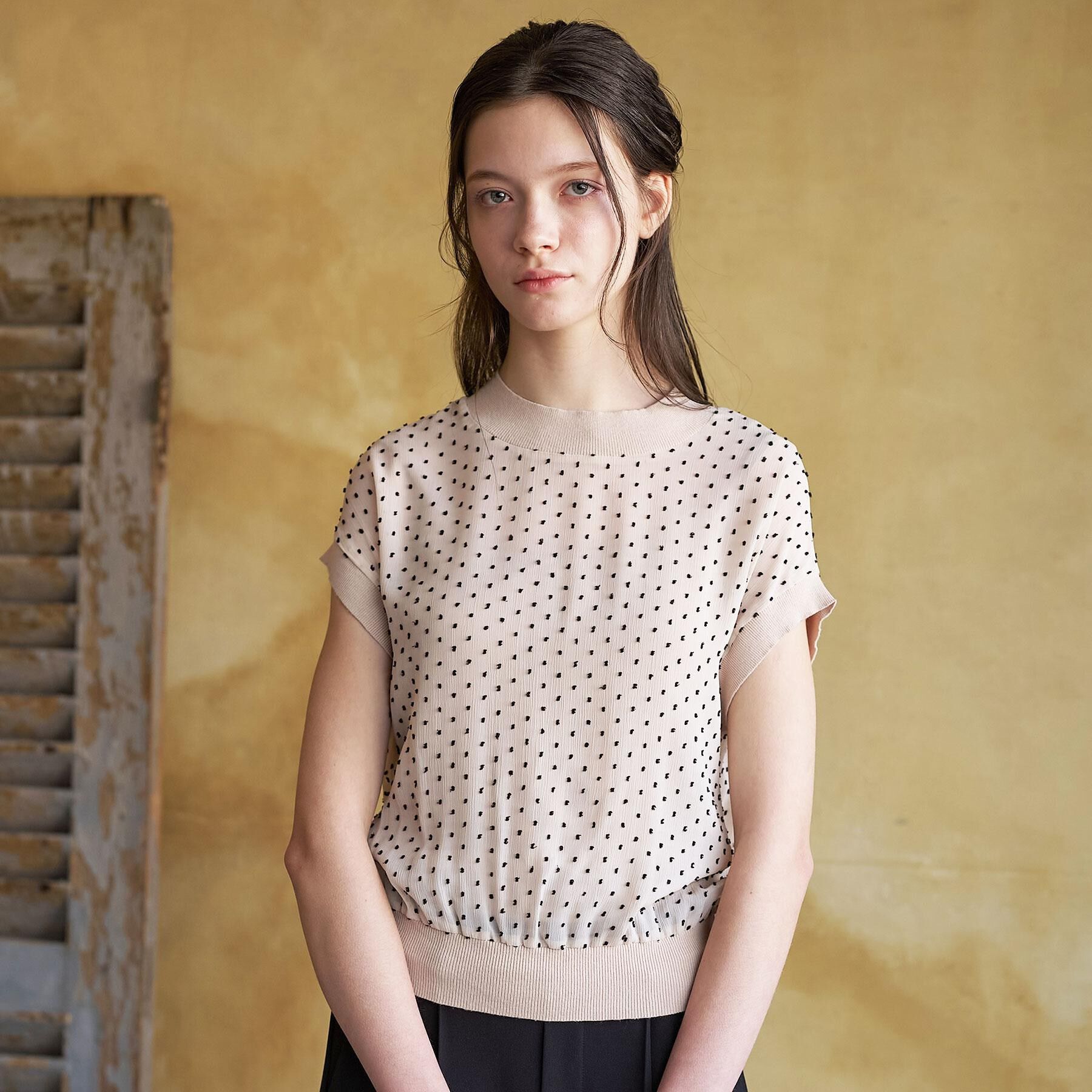 DRESSTERIOR「【再入荷/ウォッシャブル】ドットジャカード プルオーバー」|シャツ・ブラウス|ライトベージュ(05