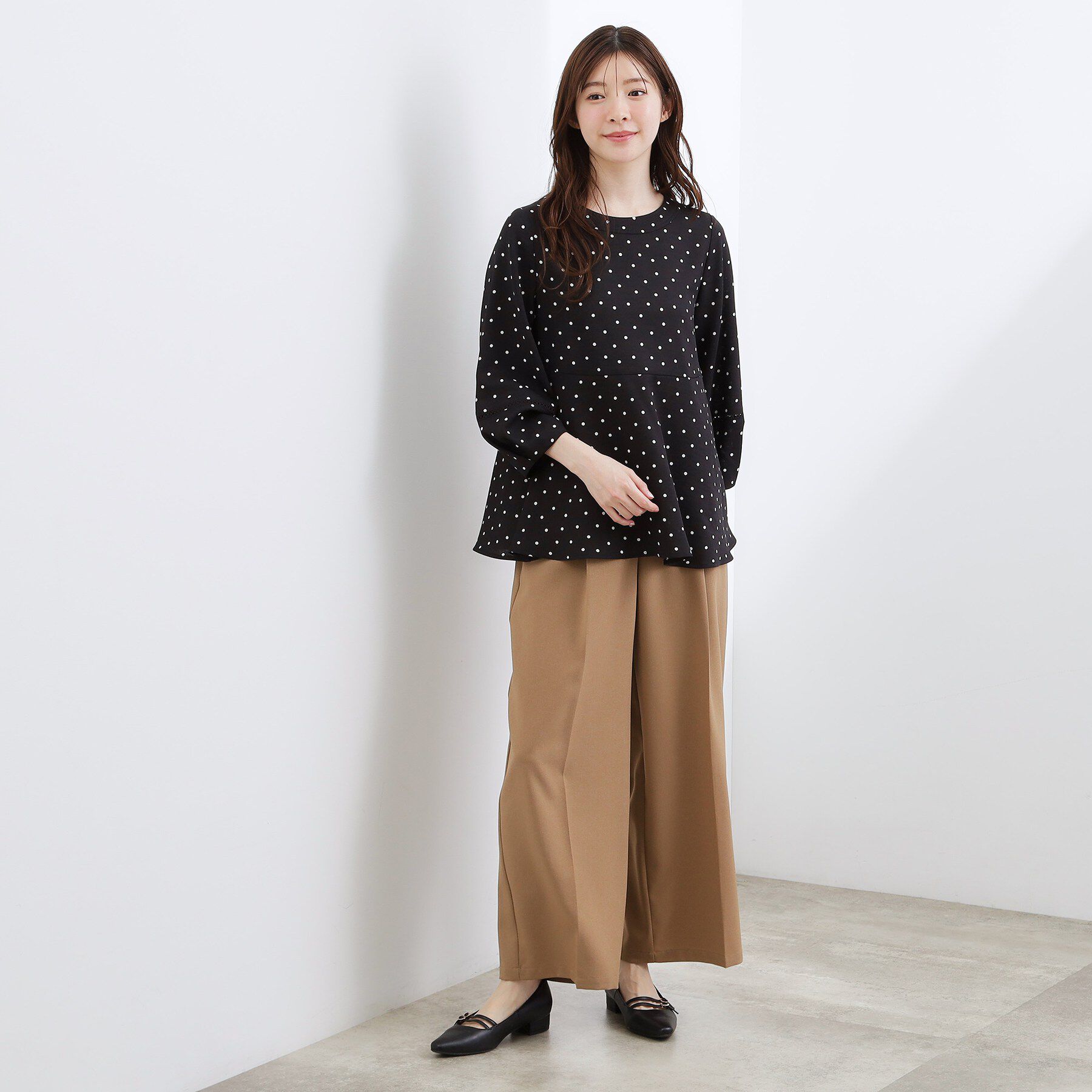 grove「【UVカット・体型カバーも叶う】麻調メッシュランタンスリーブブラウス」|シャツ・ブラウス|