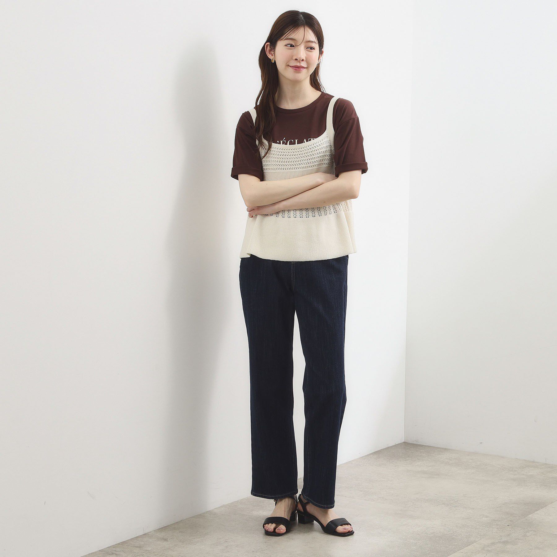 grove「【2点SET】着るだけで完成、透かし編みニットビスチェ&times;ブラウス」|その他|