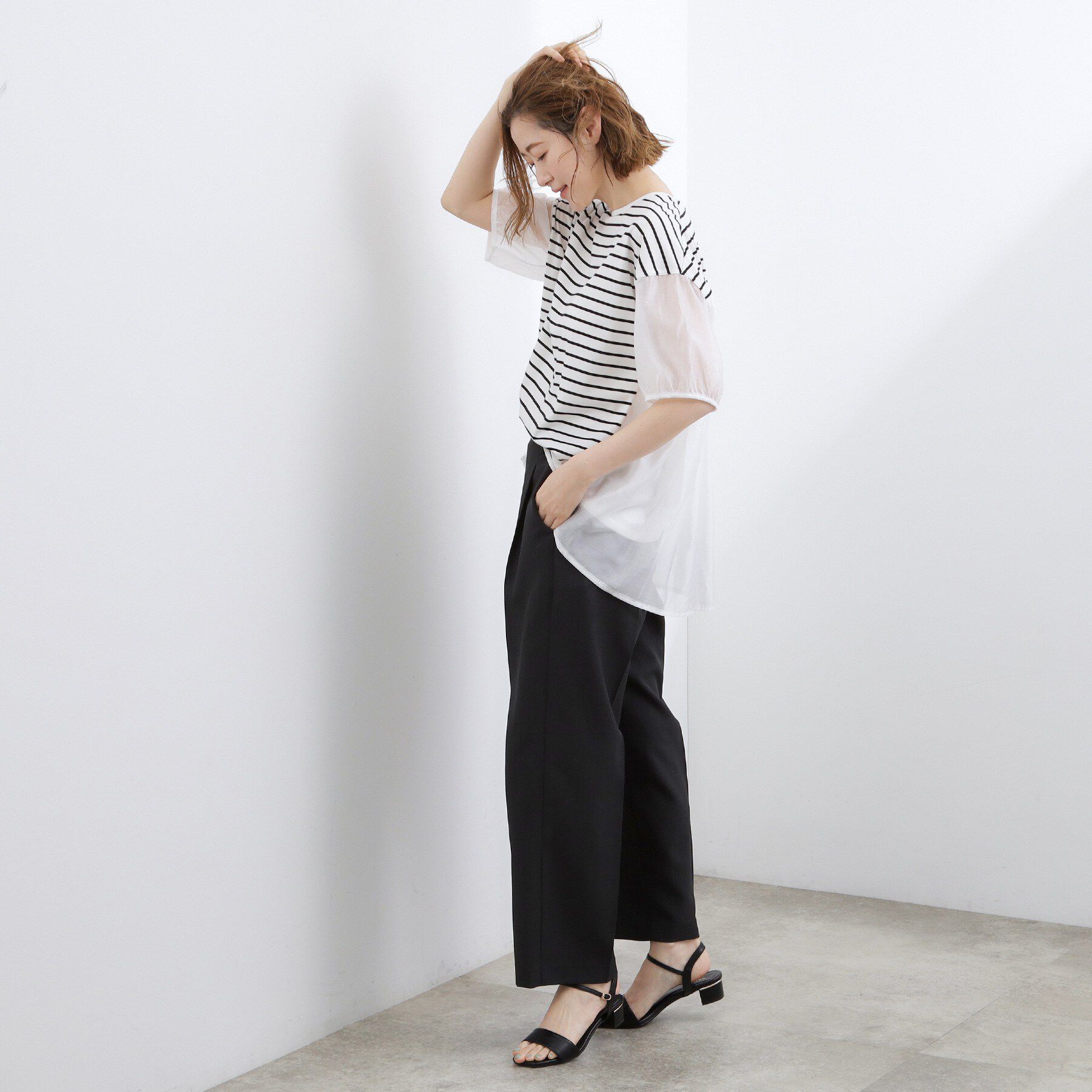 grove「【貴島明日香さん着用/UVカット】体型カバー叶う、バックプリーツTシャツ」|Tシャツ・カットソー|