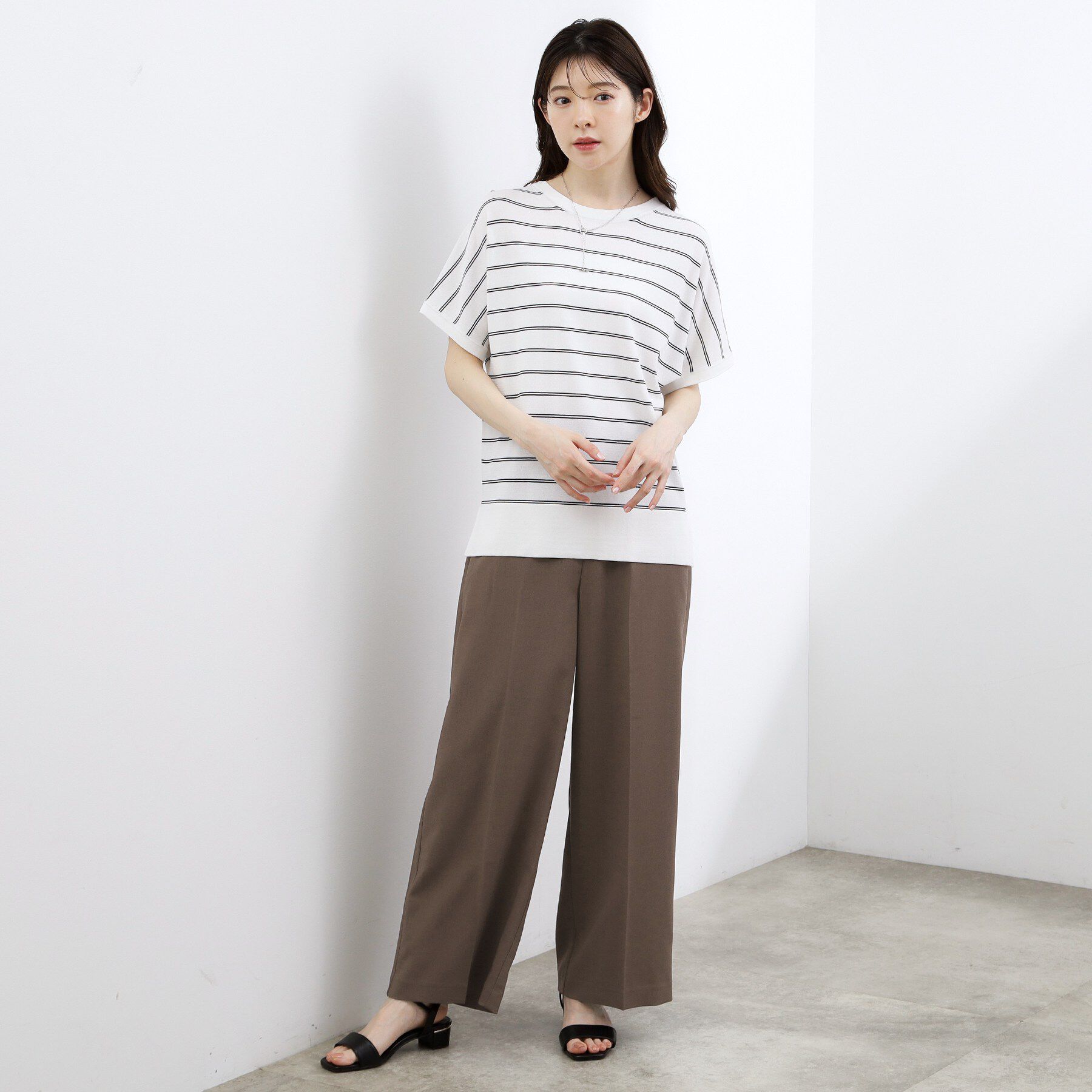 grove「【貴島明日香さん着用】ディティールが際立つ、リネンライクワイドパンツ」|その他|