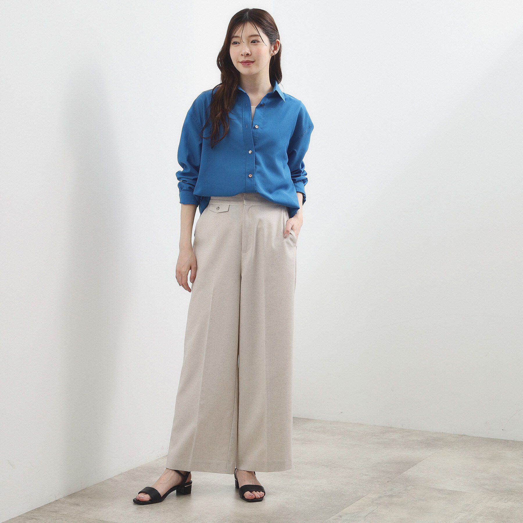 grove「【貴島明日香さん着用】ディティールが際立つ、リネンライクワイドパンツ」|その他|