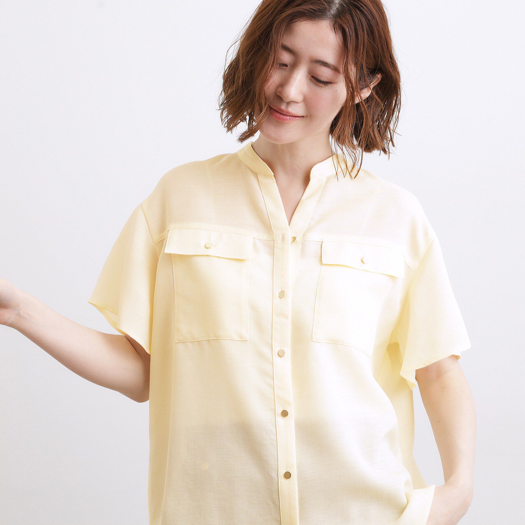 grove「【洗濯機OK・ひんやり/SETUP可】シワになりにくい、フレアスリーブブラウス」|シャツ・ブラウス|