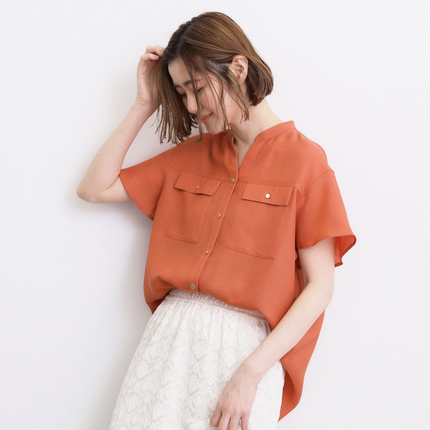 grove「【洗濯機OK・ひんやり/SETUP可】シワになりにくい、フレアスリーブブラウス」|シャツ・ブラウス|