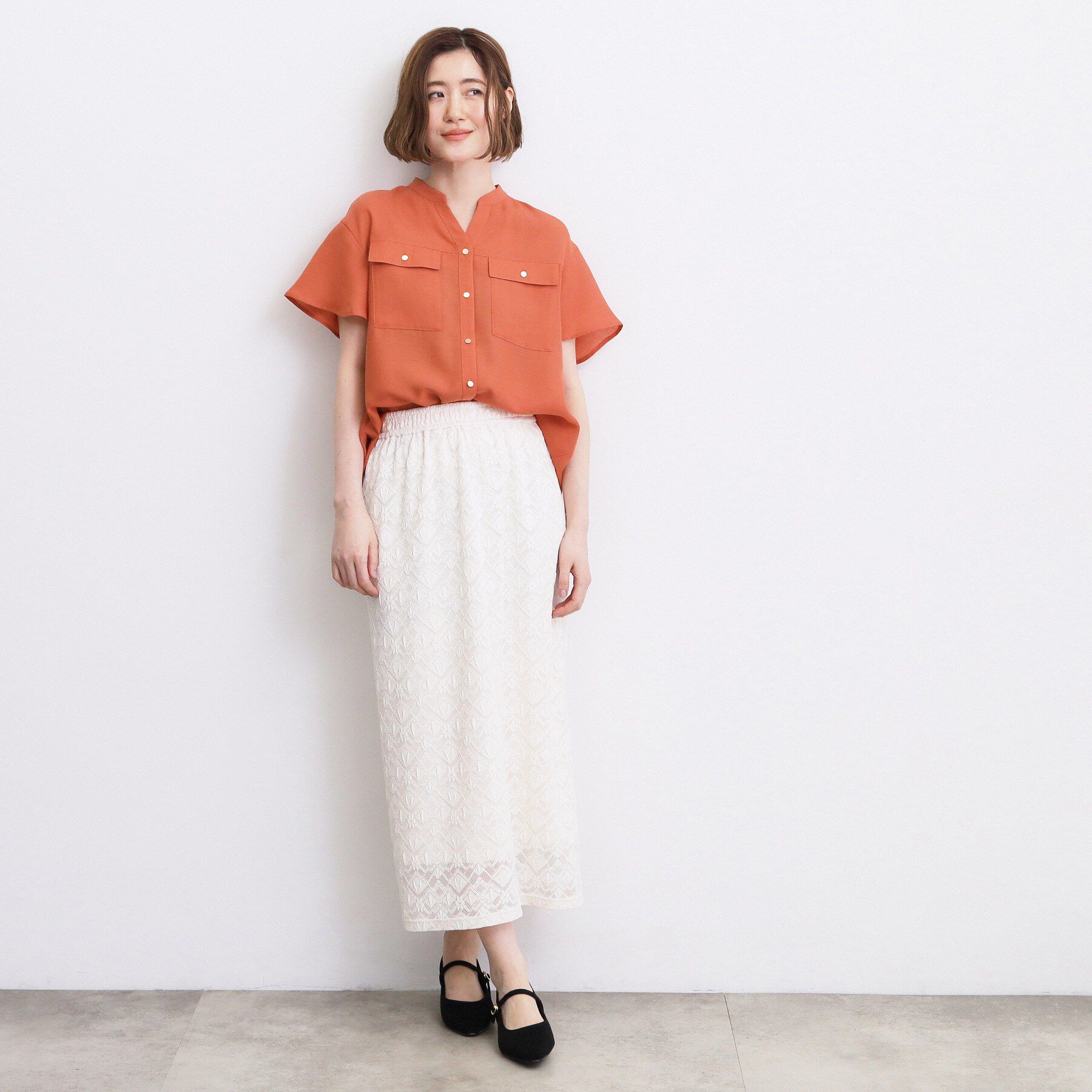 grove「【洗濯機OK・ひんやり/SETUP可】シワになりにくい、フレアスリーブブラウス」|シャツ・ブラウス|