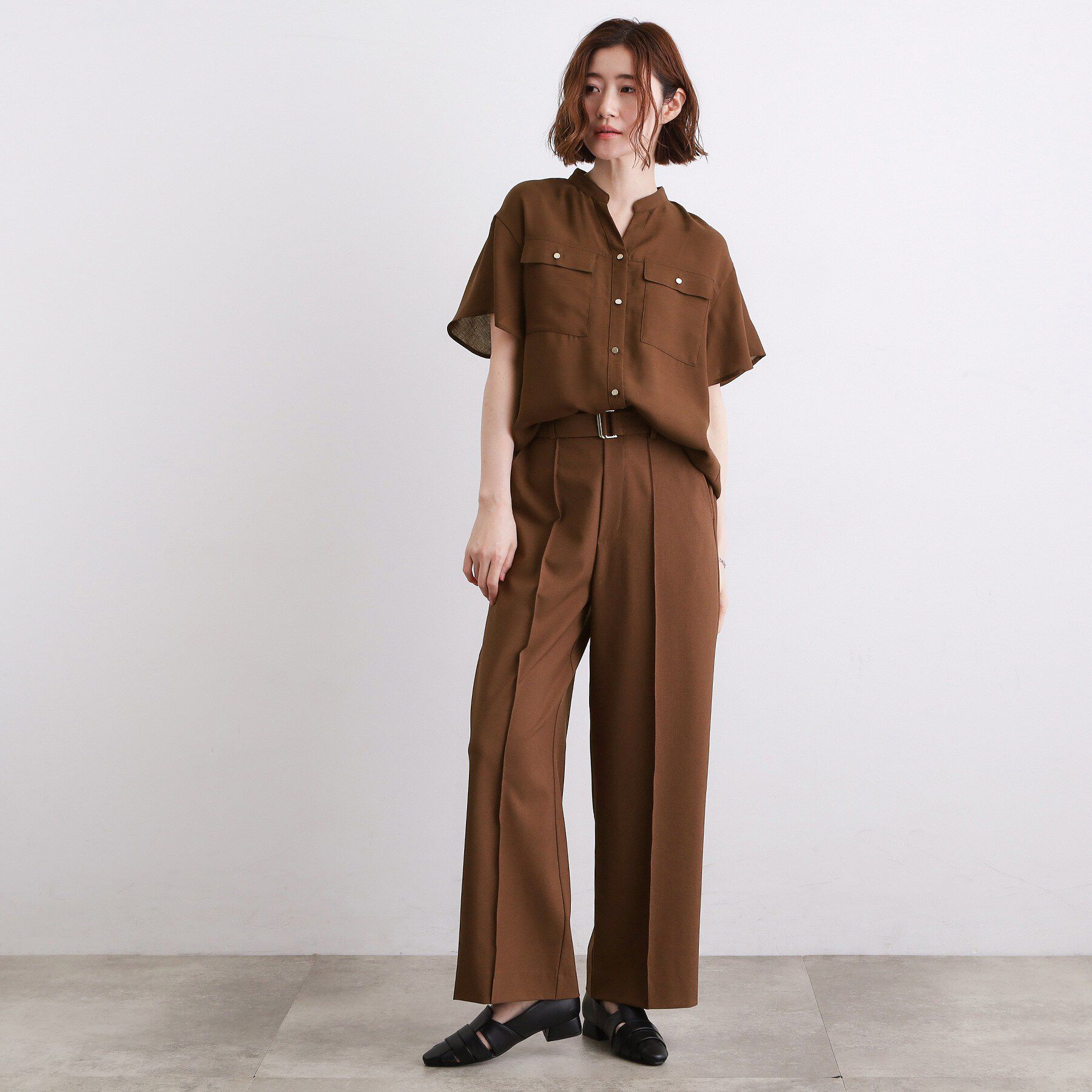 grove「【洗濯機OK・ひんやり/SETUP可】シワになりにくい、フレアスリーブブラウス」|シャツ・ブラウス|