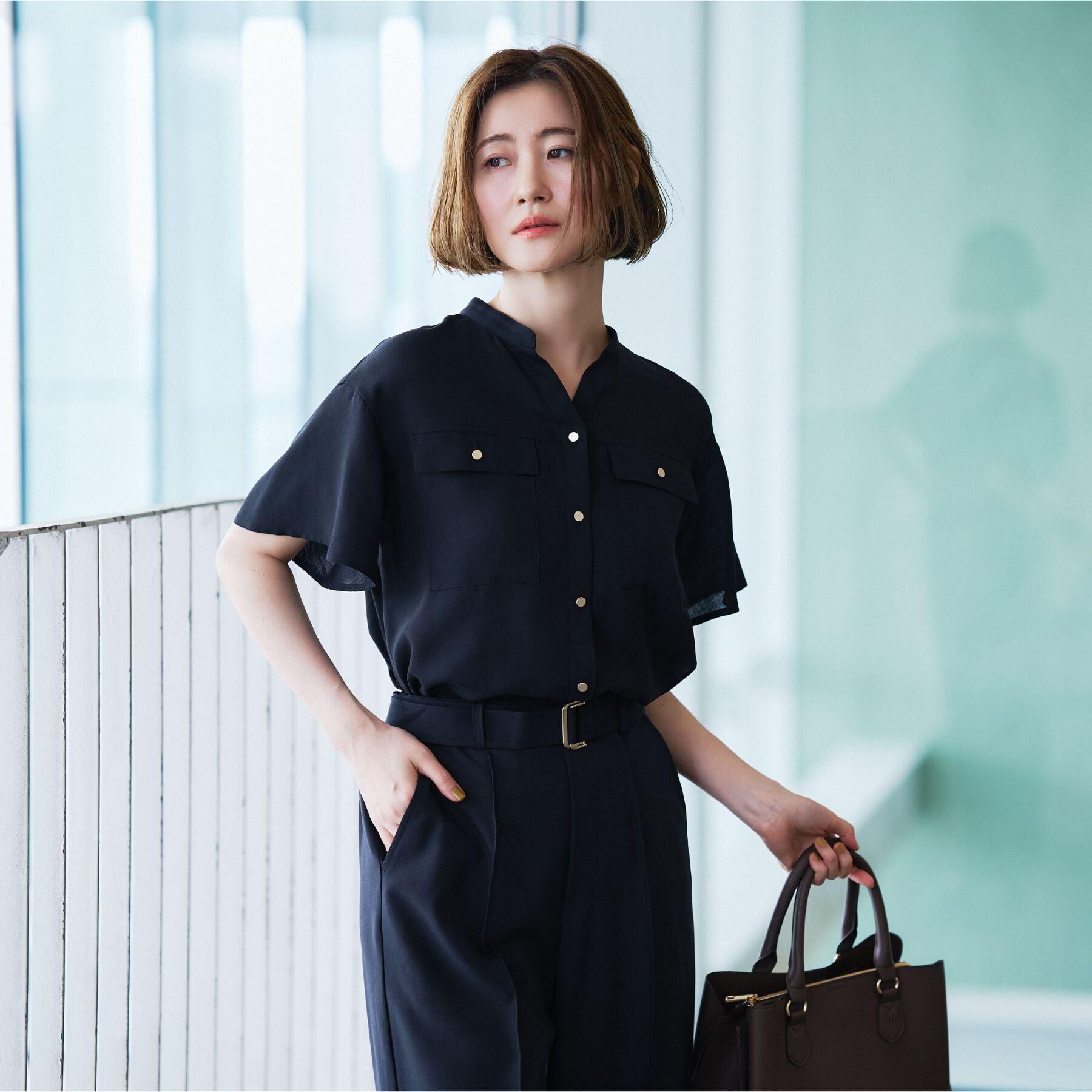 grove「【洗濯機OK・ひんやり/SETUP可】シワになりにくい、フレアスリーブブラウス」|シャツ・ブラウス|