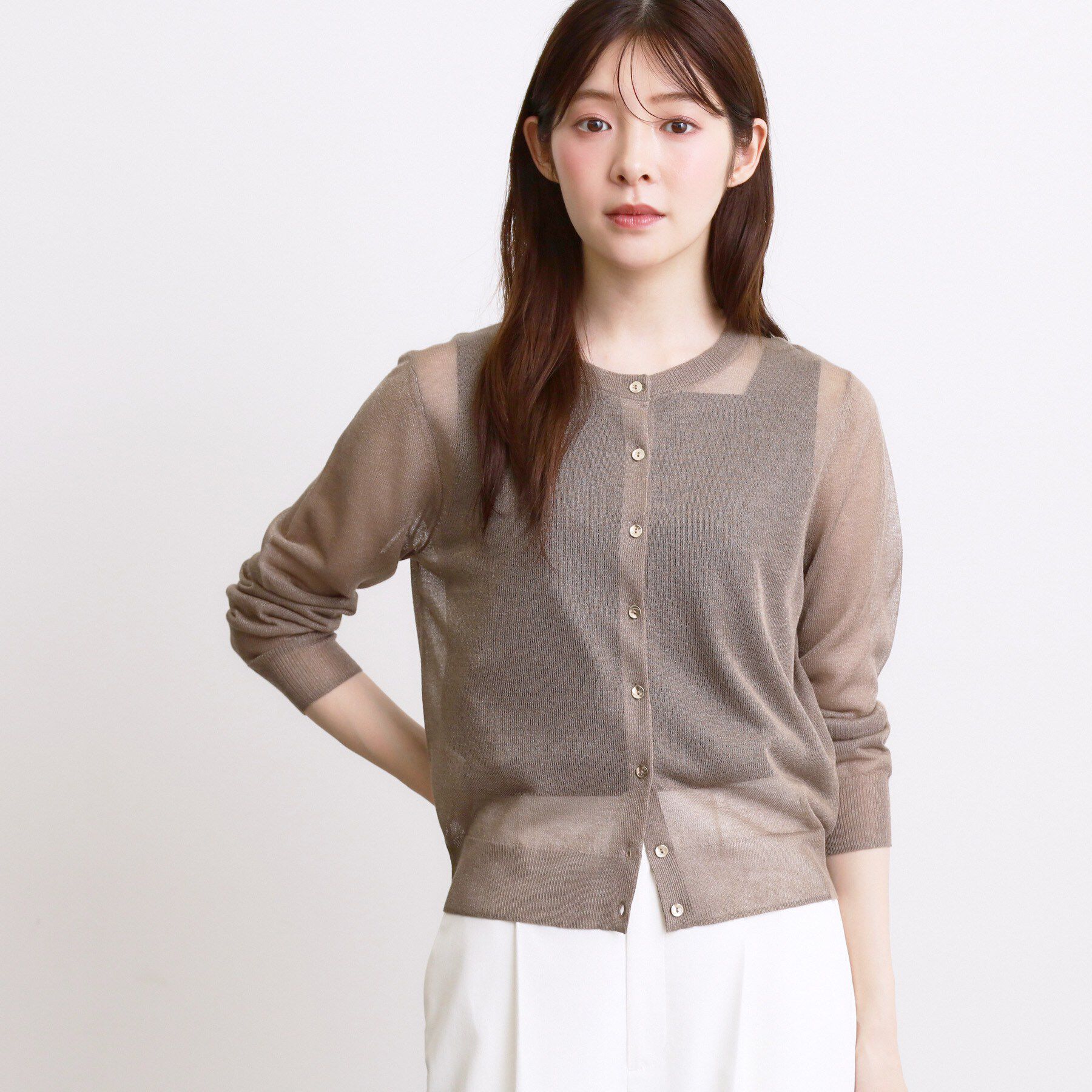 grove「高評価！【洗える／名品】大人の透け感、シアーカーディガン」|カーディガン|