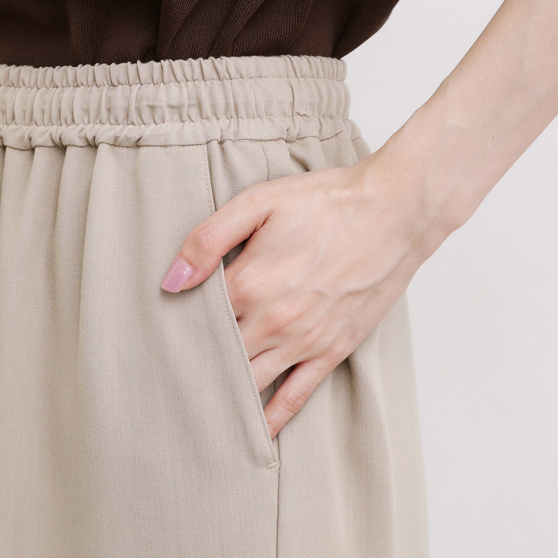 grove「楽ちんできれい見え デニムライクストレッチドロストパンツ」|その他|