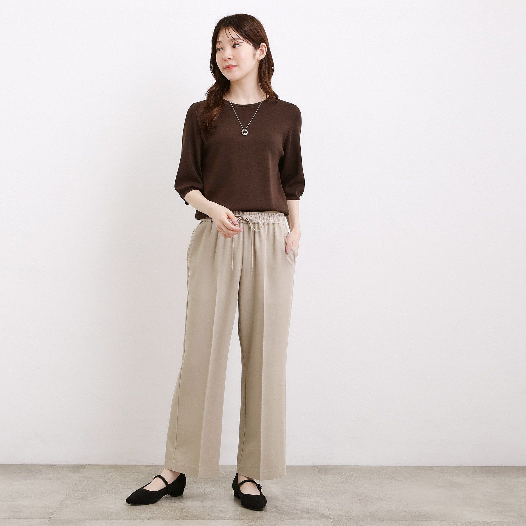 grove「楽ちんできれい見え デニムライクストレッチドロストパンツ」|その他|