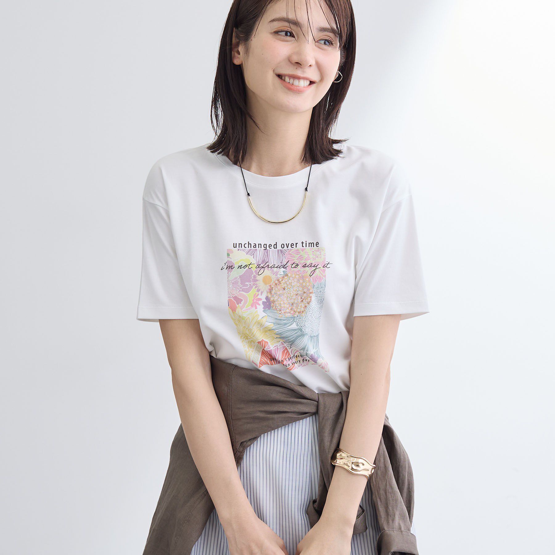 INDIVI「【UVケア／選べるグラフィック】スムースジャージTシャツ」|Tシャツ・カットソー|