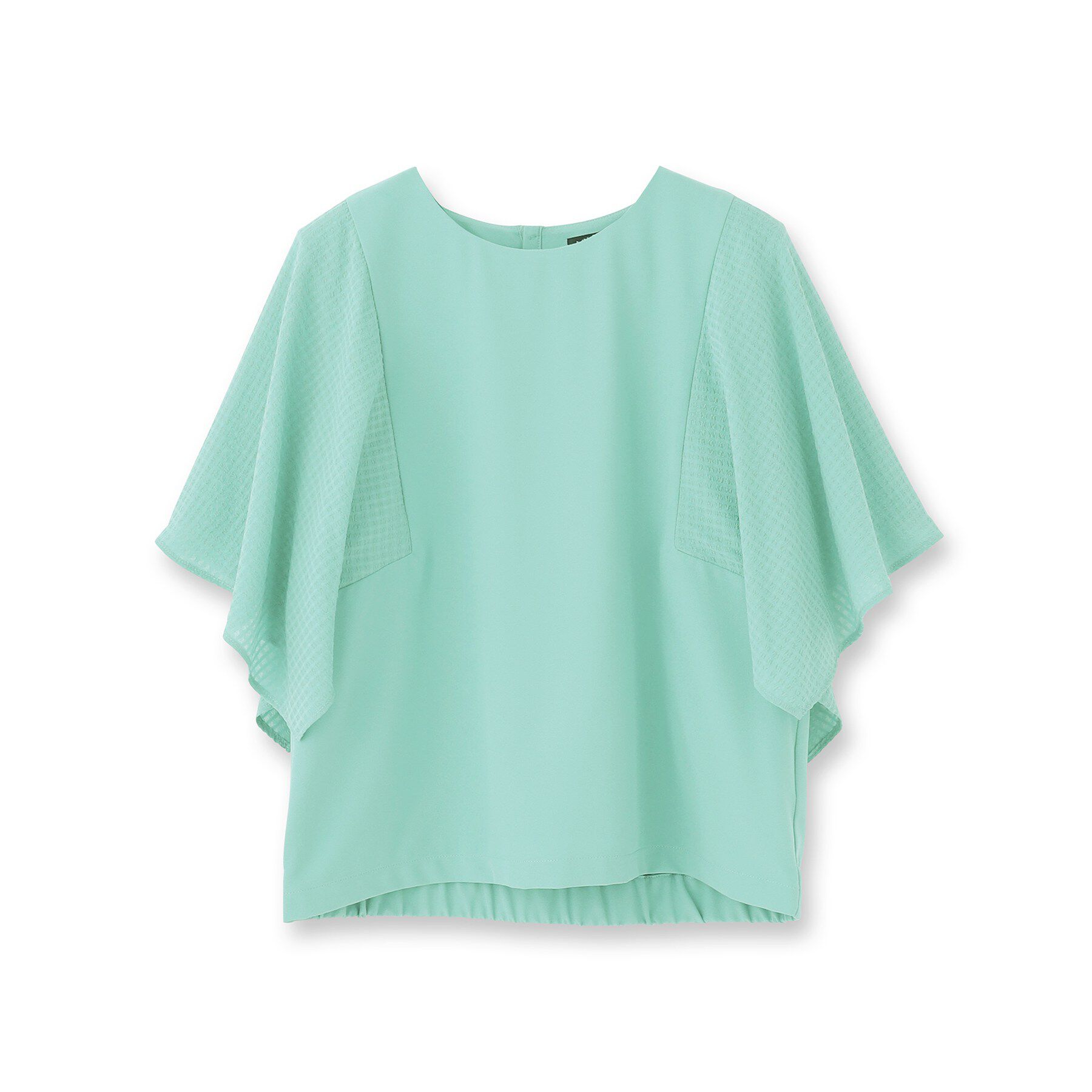 INDIVI「【洗える／シアーチェック柄】異素材コンビスリーブトップス」|Tシャツ・カットソー|