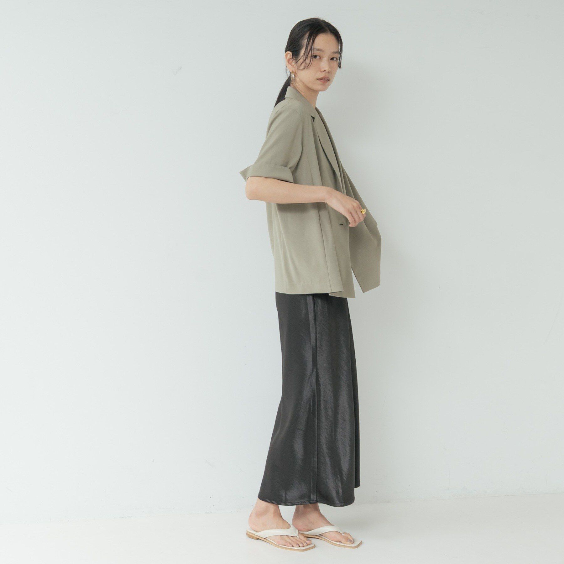 GALLEST「Comfy SET UP｜ハーフスリーブジャケット【セットアップ対応／通勤／接触冷感／UVカット】」|テーラードジャケット|