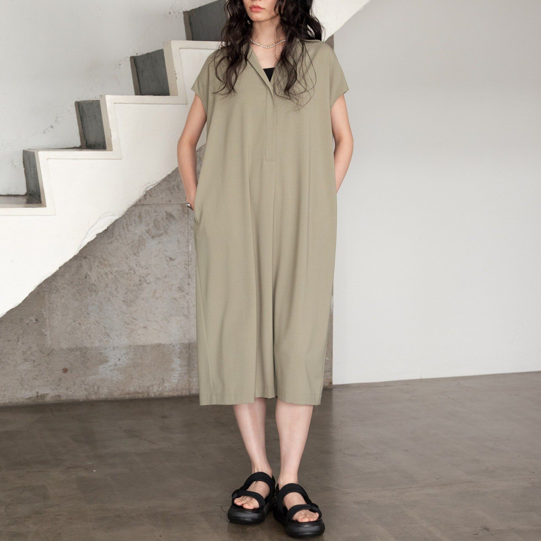 GALLEST「Comfy SET UP｜スキッパーワンピース【通勤／接触冷感／UVカット】」|ワンピース|