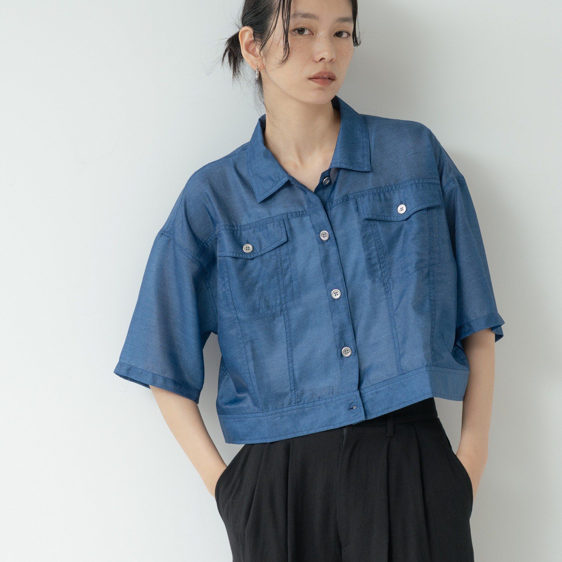 GALLEST「デニムプリントシアーシャツ【接触冷感】」|シャツ・ブラウス|