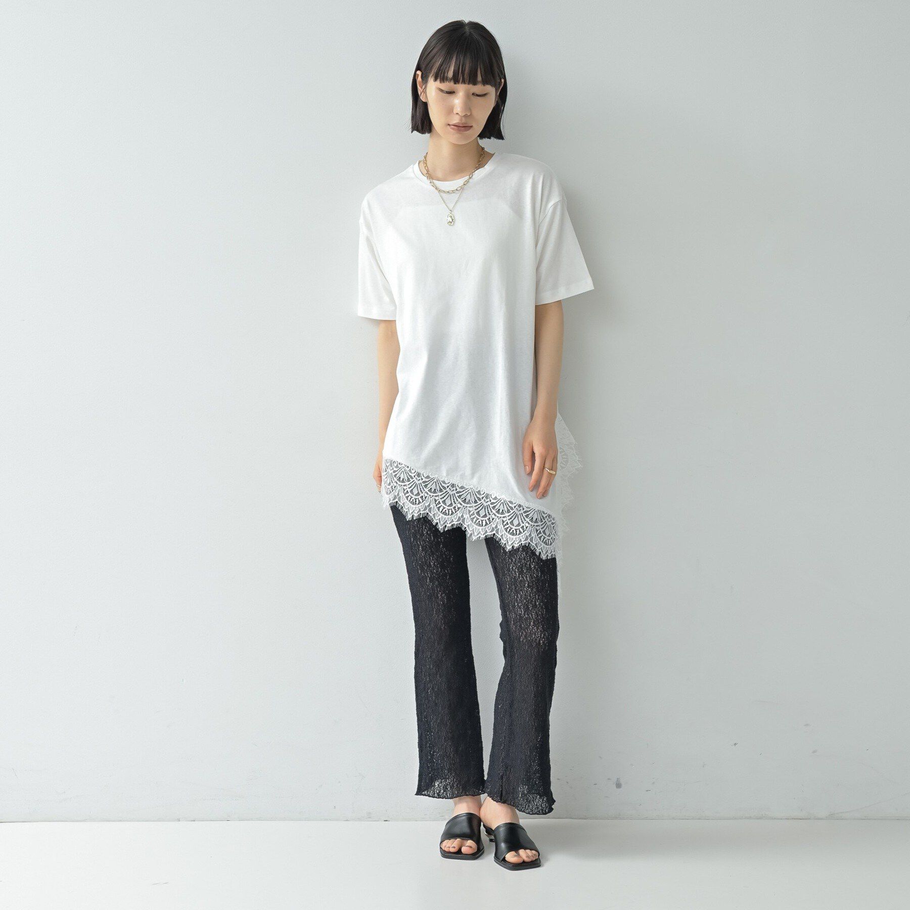 GALLEST「裾レースアシメカットソー」|Tシャツ・カットソー|