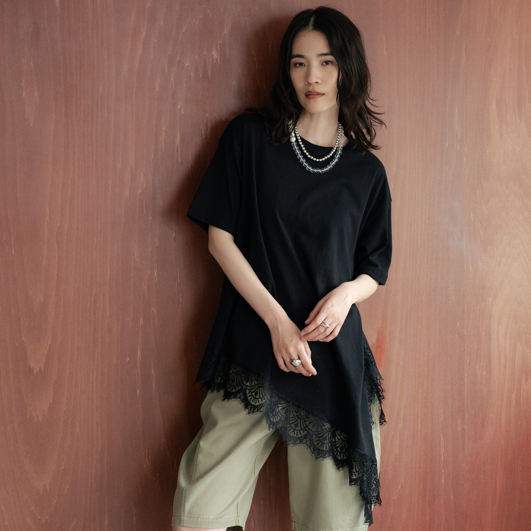 GALLEST「裾レースアシメカットソー」|Tシャツ・カットソー|