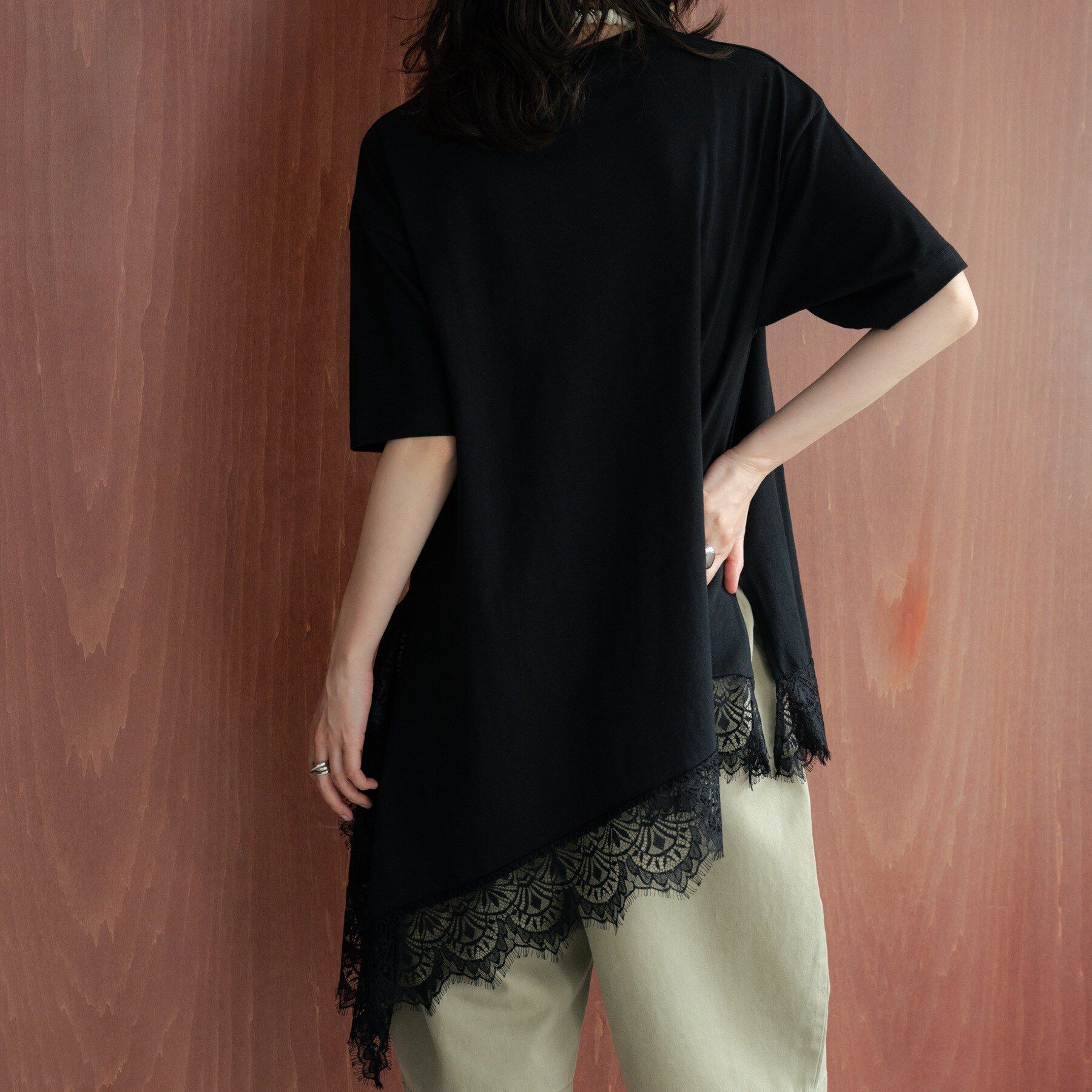 GALLEST「裾レースアシメカットソー」|Tシャツ・カットソー|