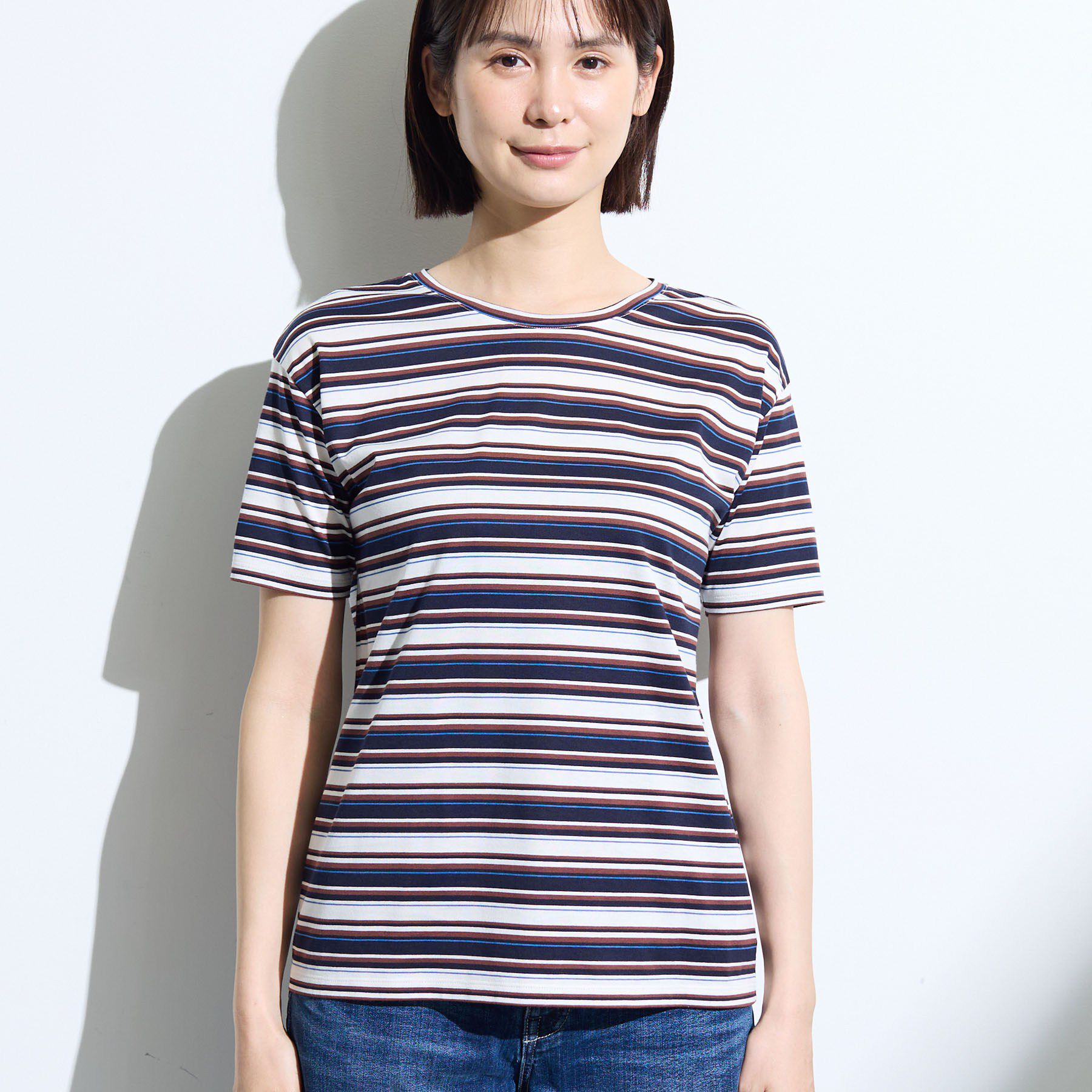 INDIVI「【ゆったり／着映え】ボーダーリラクシーTシャツ」|Tシャツ・カットソー|