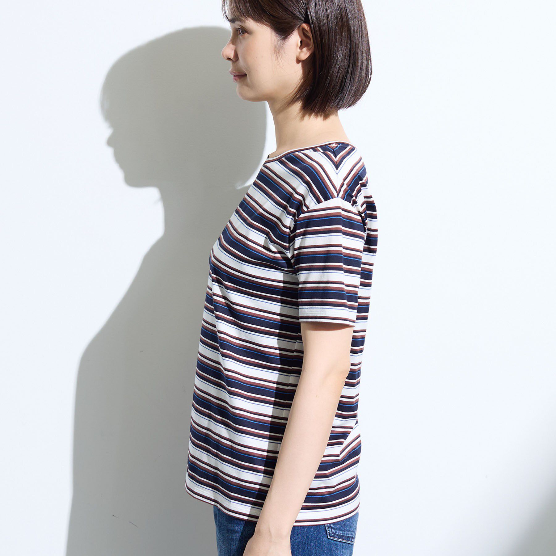 INDIVI「【ゆったり／着映え】ボーダーリラクシーTシャツ」|Tシャツ・カットソー|