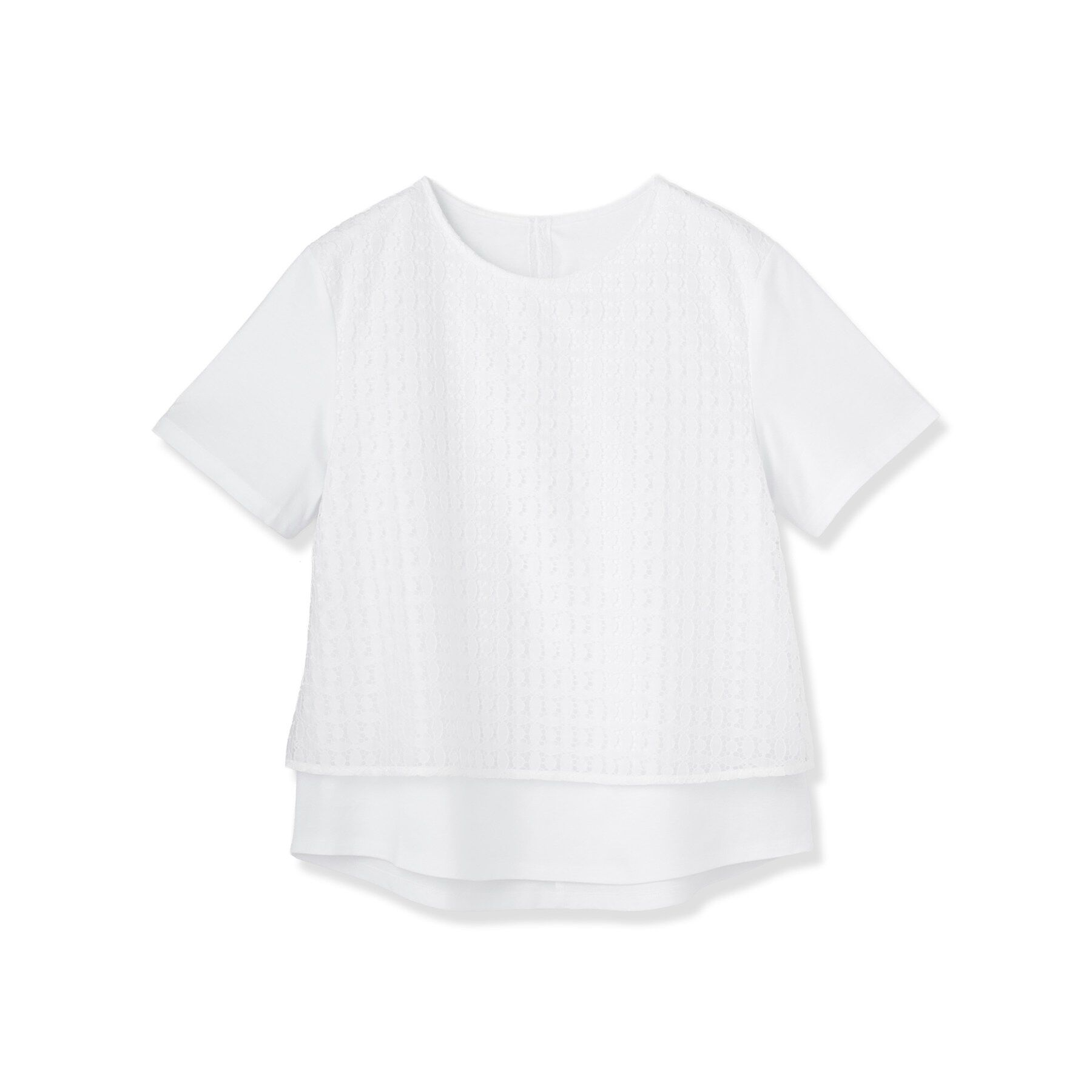 INDIVI「【洗える】レイヤード風レースコンビTシャツ」|Tシャツ・カットソー|