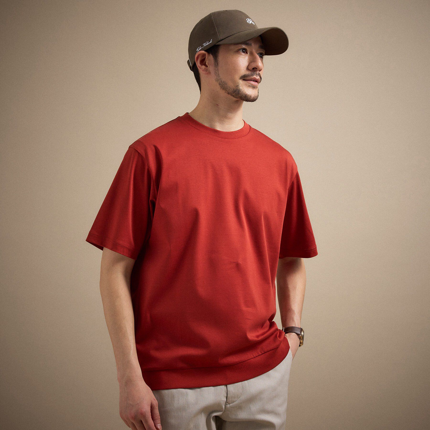 TAKEO KIKUCHI「【接触冷感】アイスクリアコットン Tシャツ」|Tシャツ・カットソー|オレンジ(069)