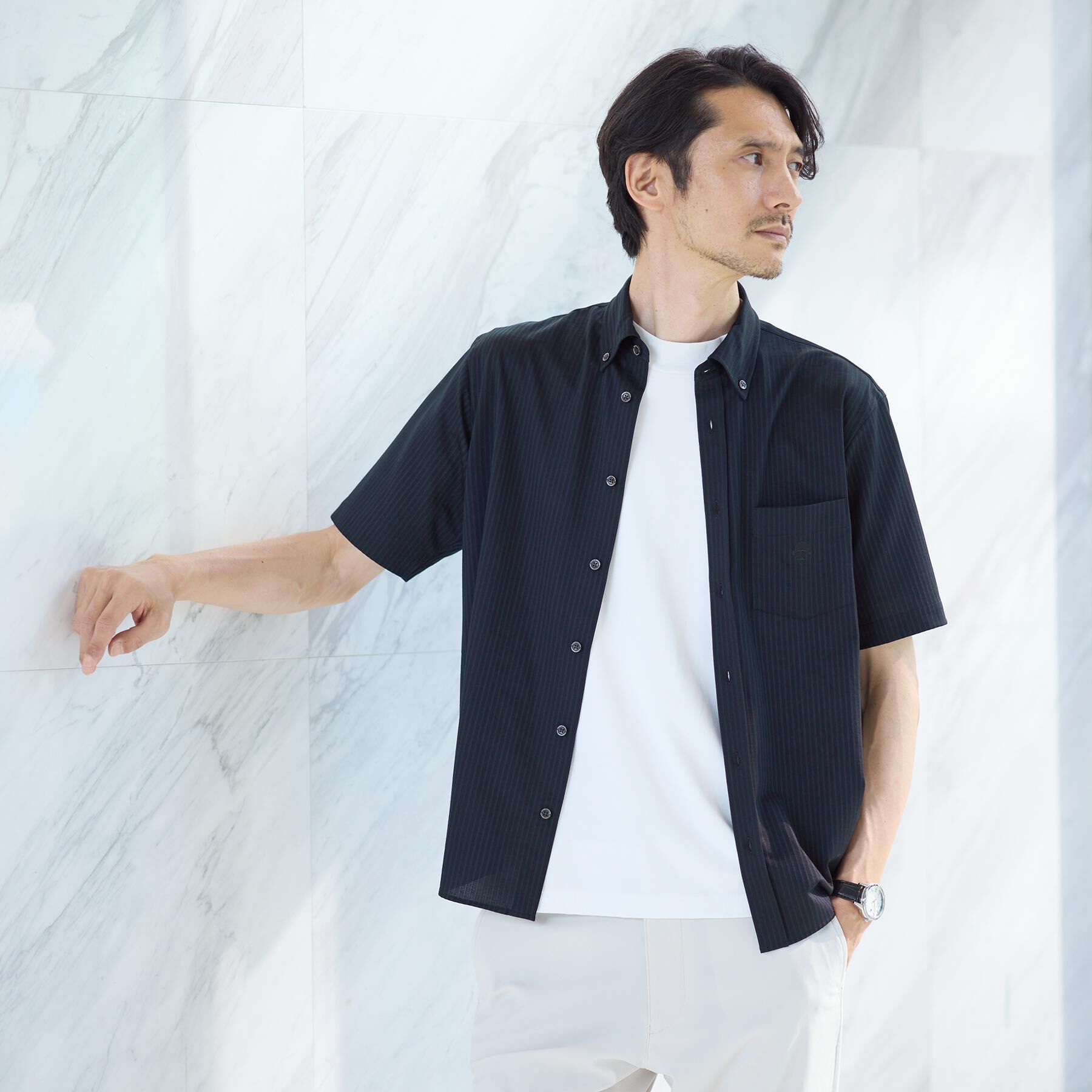 TAKEO KIKUCHI「【接触冷感】ジャージストライプ シャツ」|シャツ・ブラウス|