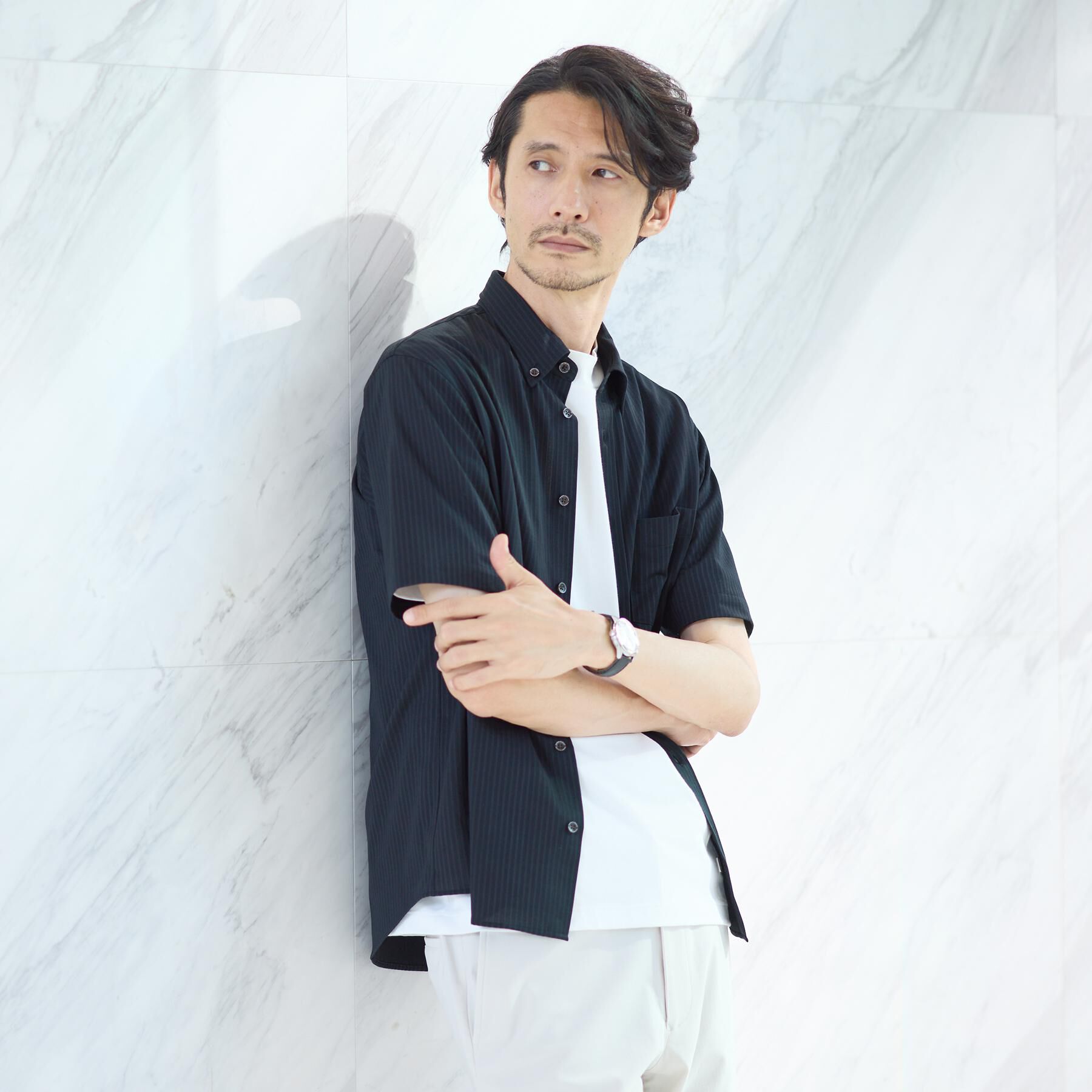 TAKEO KIKUCHI「【接触冷感】ジャージストライプ シャツ」|シャツ・ブラウス|