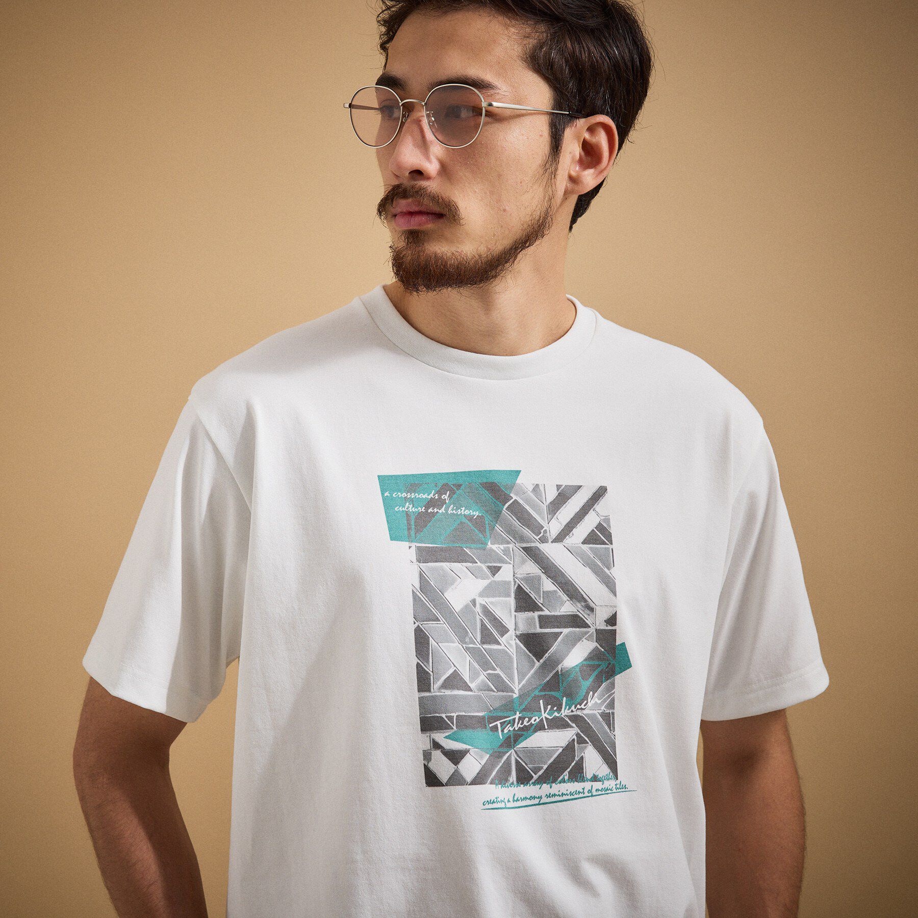 TAKEO KIKUCHI「モノクロタイルTシャツ」|Tシャツ・カットソー|