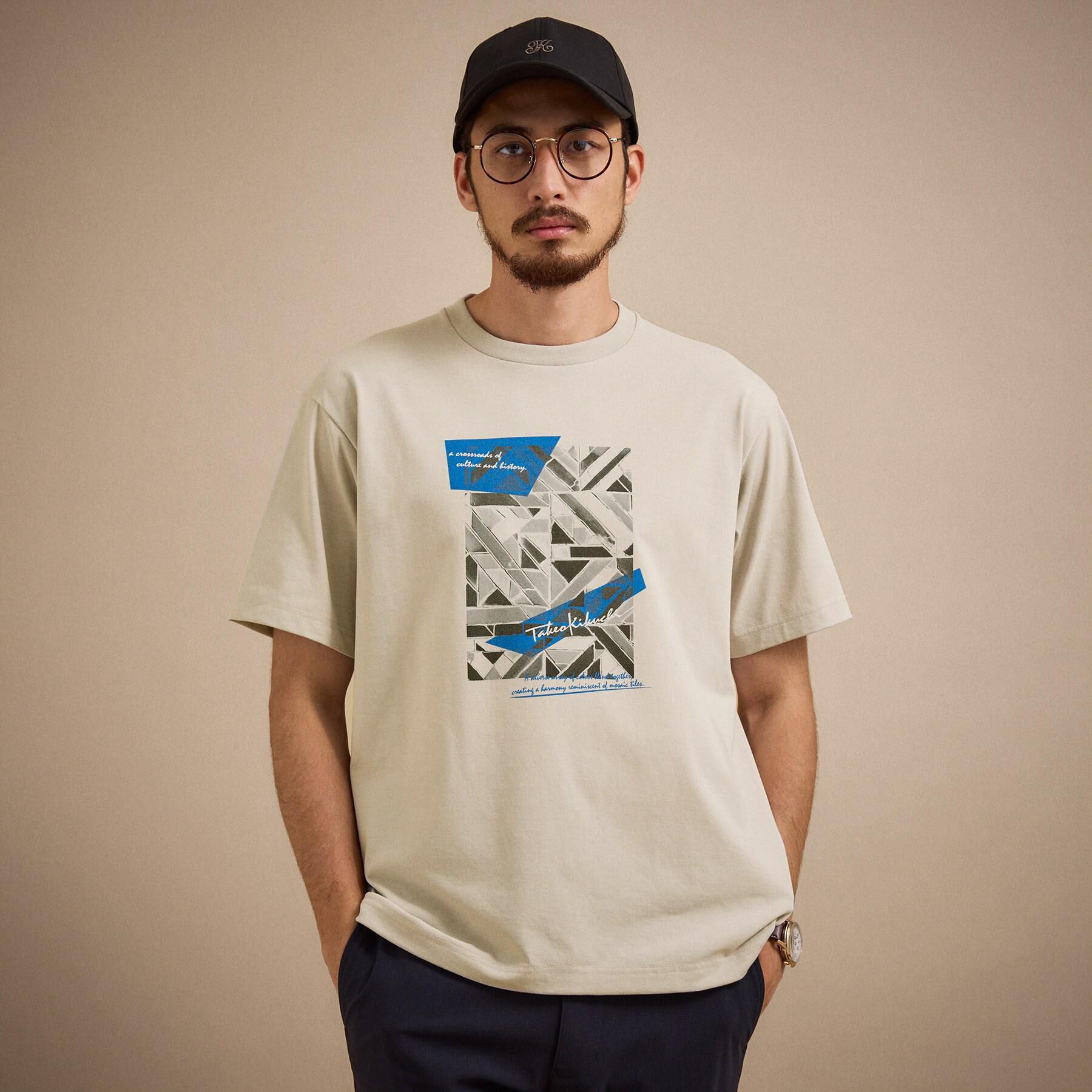 TAKEO KIKUCHI「モノクロタイルTシャツ」|Tシャツ・カットソー|ライトベージュ(05