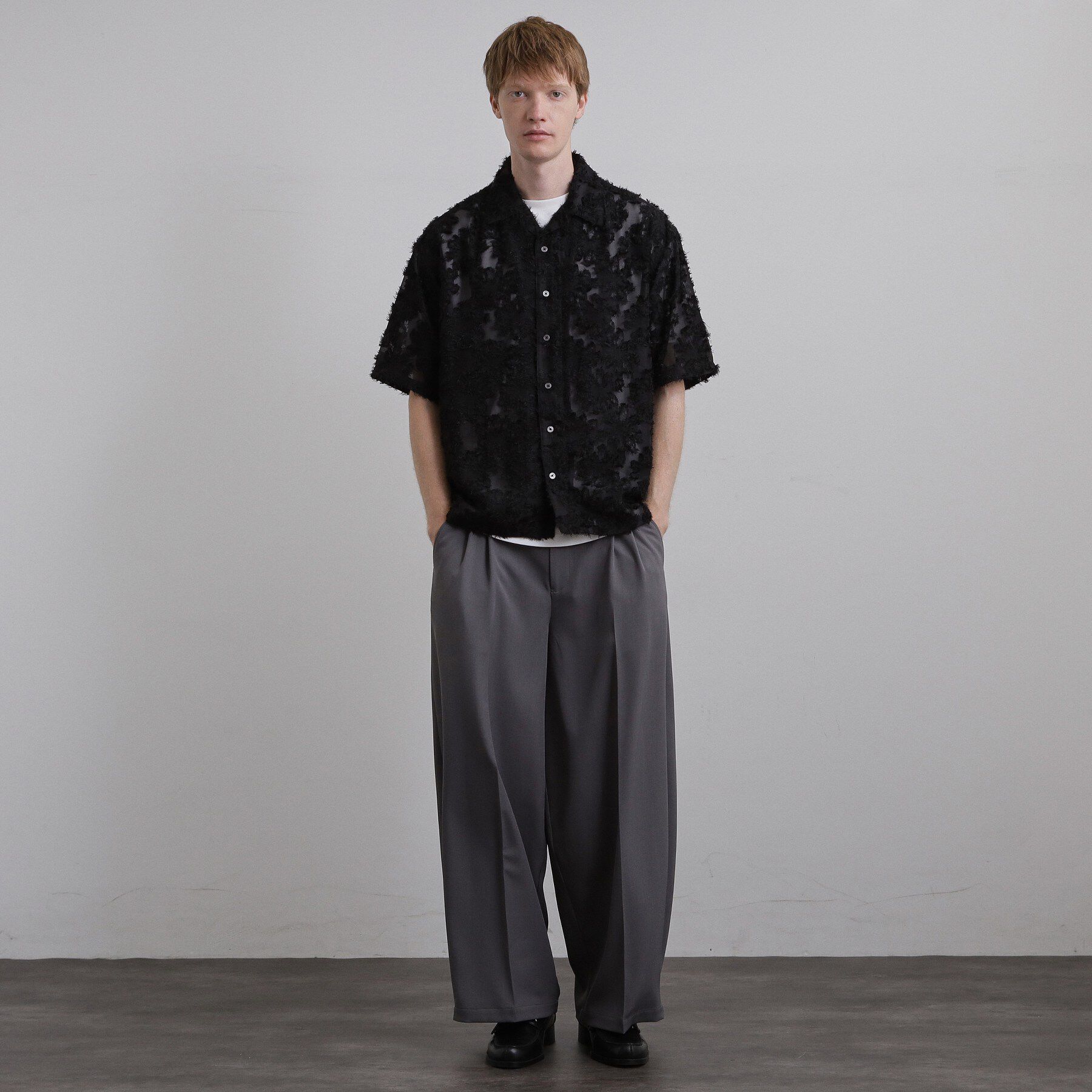 tk.TAKEO KIKUCHI「【26SSトレンドの商品】シアーフラワーシャツ/フラワーデザイン/通気性/レース/透け感/トレンド」|シャツ・ブラウス|