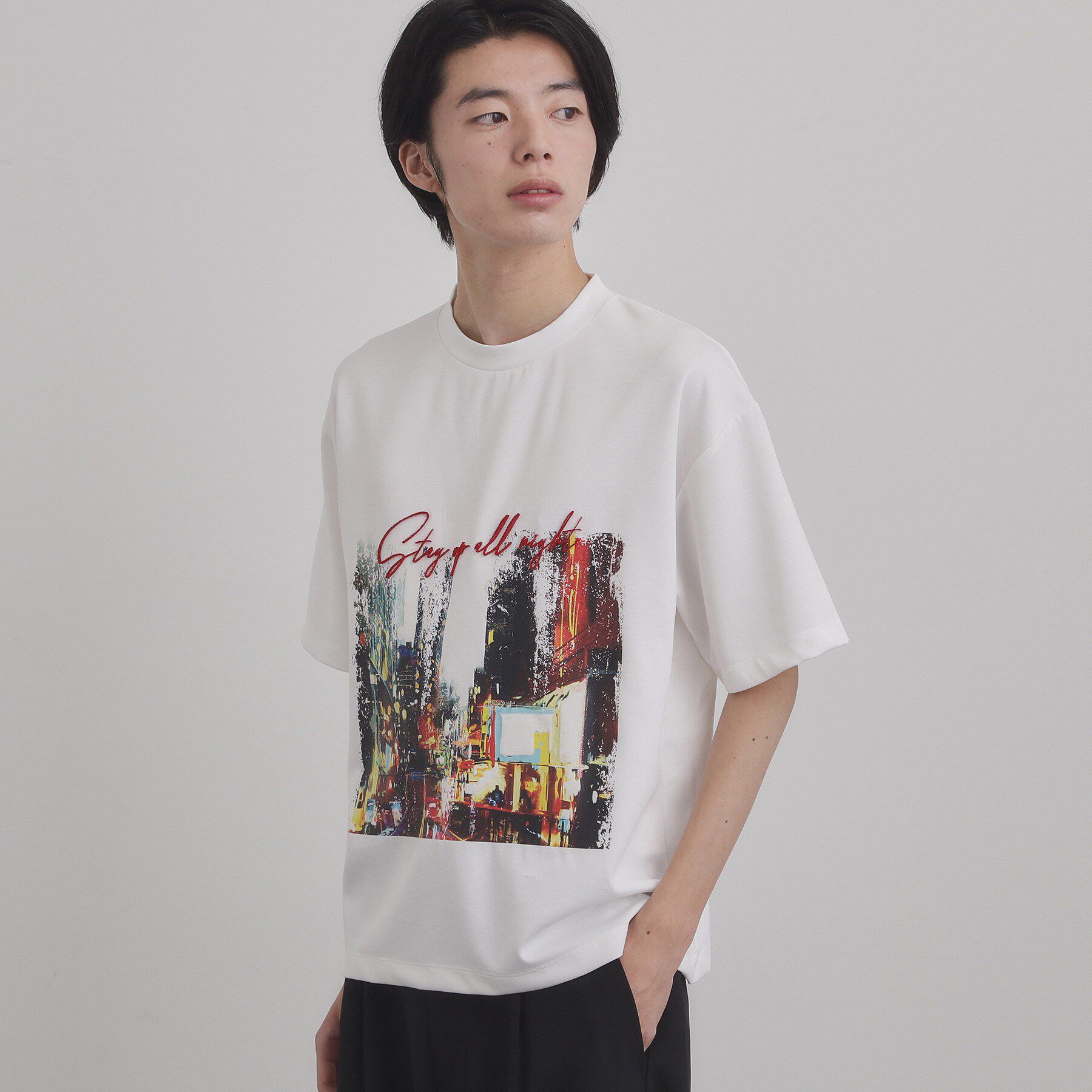 tk.TAKEO KIKUCHI「ブラシ刺繍半袖Ｔシャツ」|Tシャツ・カットソー|