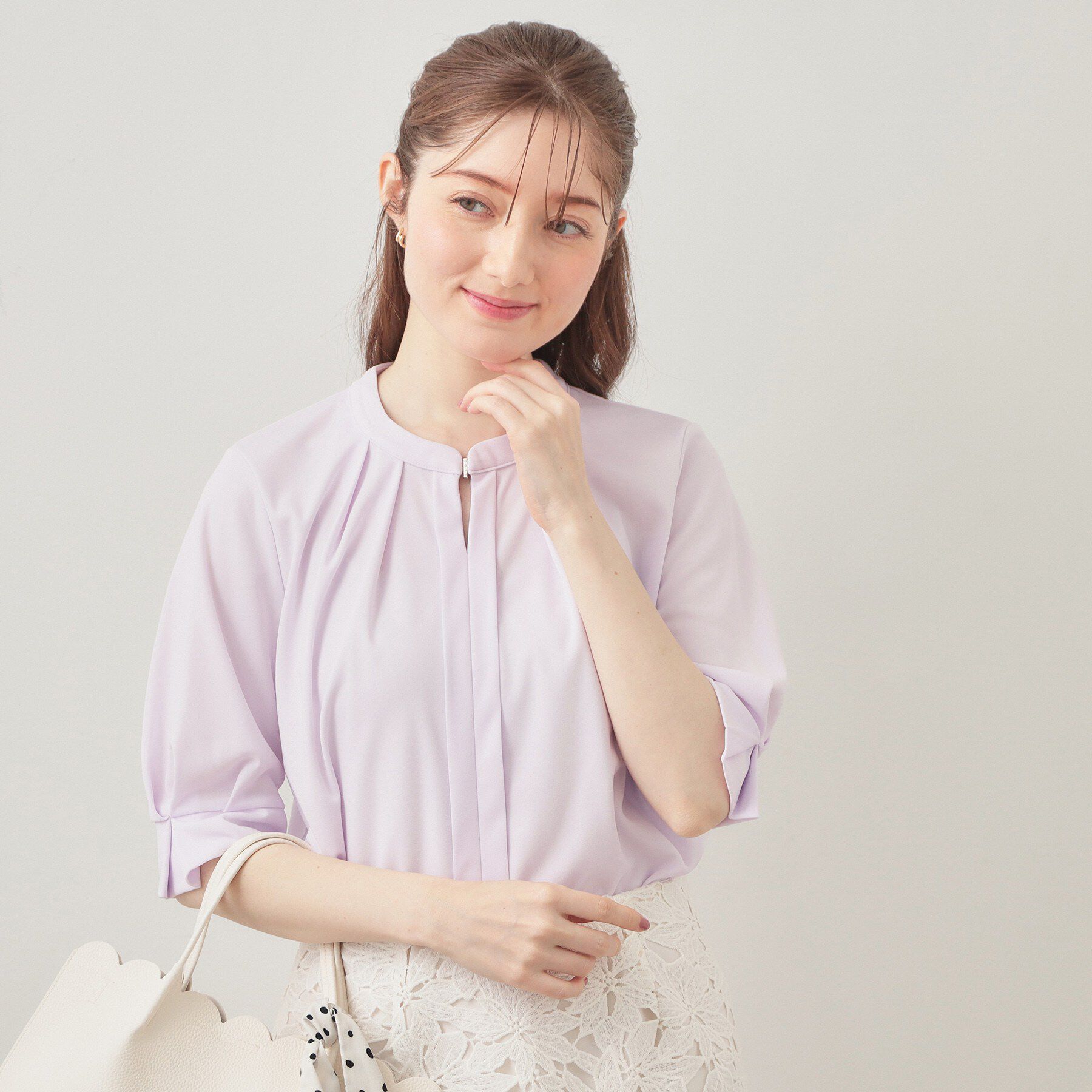 index「UV バンドカラートップス【洗濯機OK／吸水速乾／接触冷感】《S～3L／6col》」|Tシャツ・カットソー|ラベンダー(080)