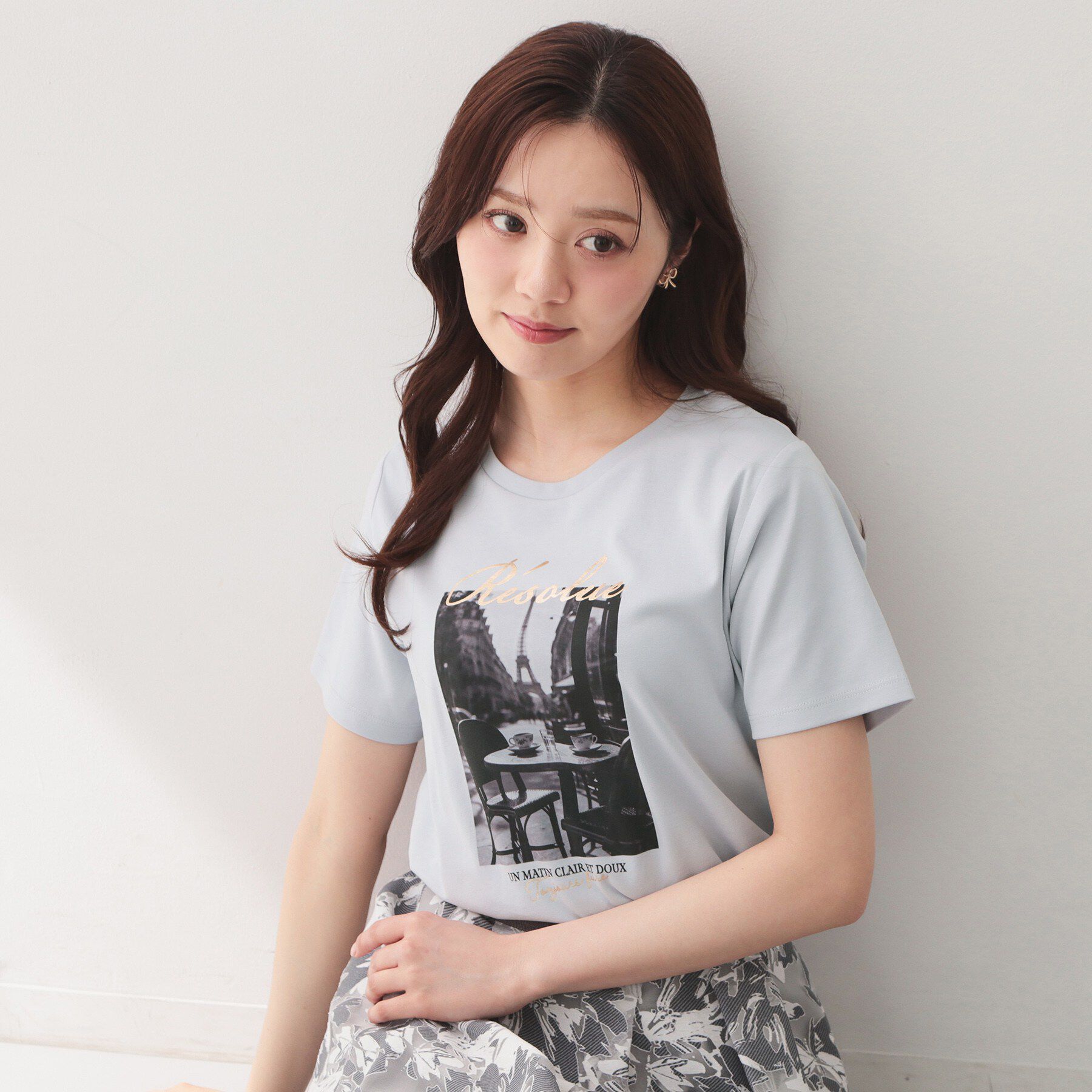 index「【接触冷感／UVケア】転写箔プリントTシャツ《洗濯機OK》」|Tシャツ・カットソー|サックスブルー(09