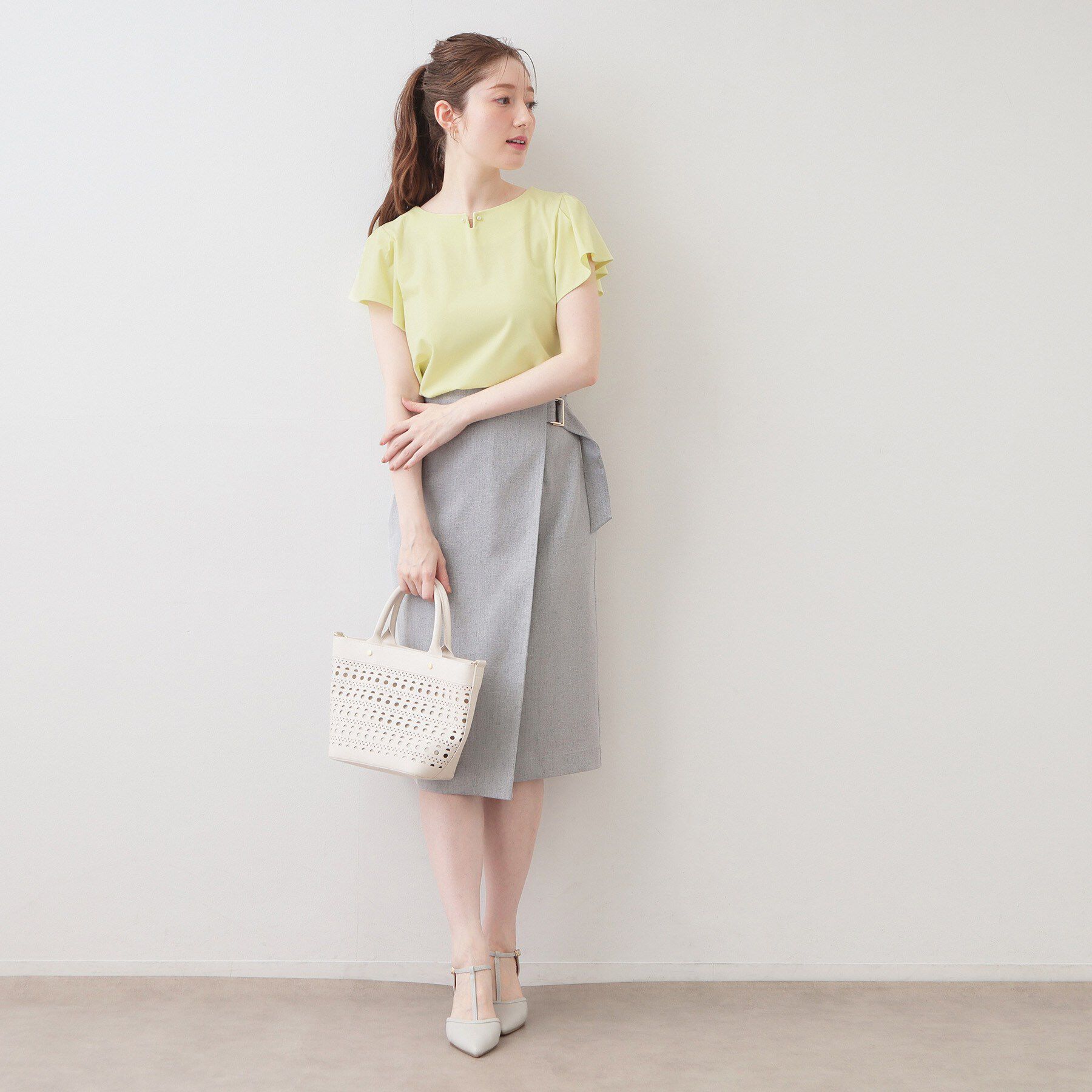 index「【接触冷感】フリルフレンチスリーブトップス《UVケア／洗濯機OK》」|Tシャツ・カットソー|