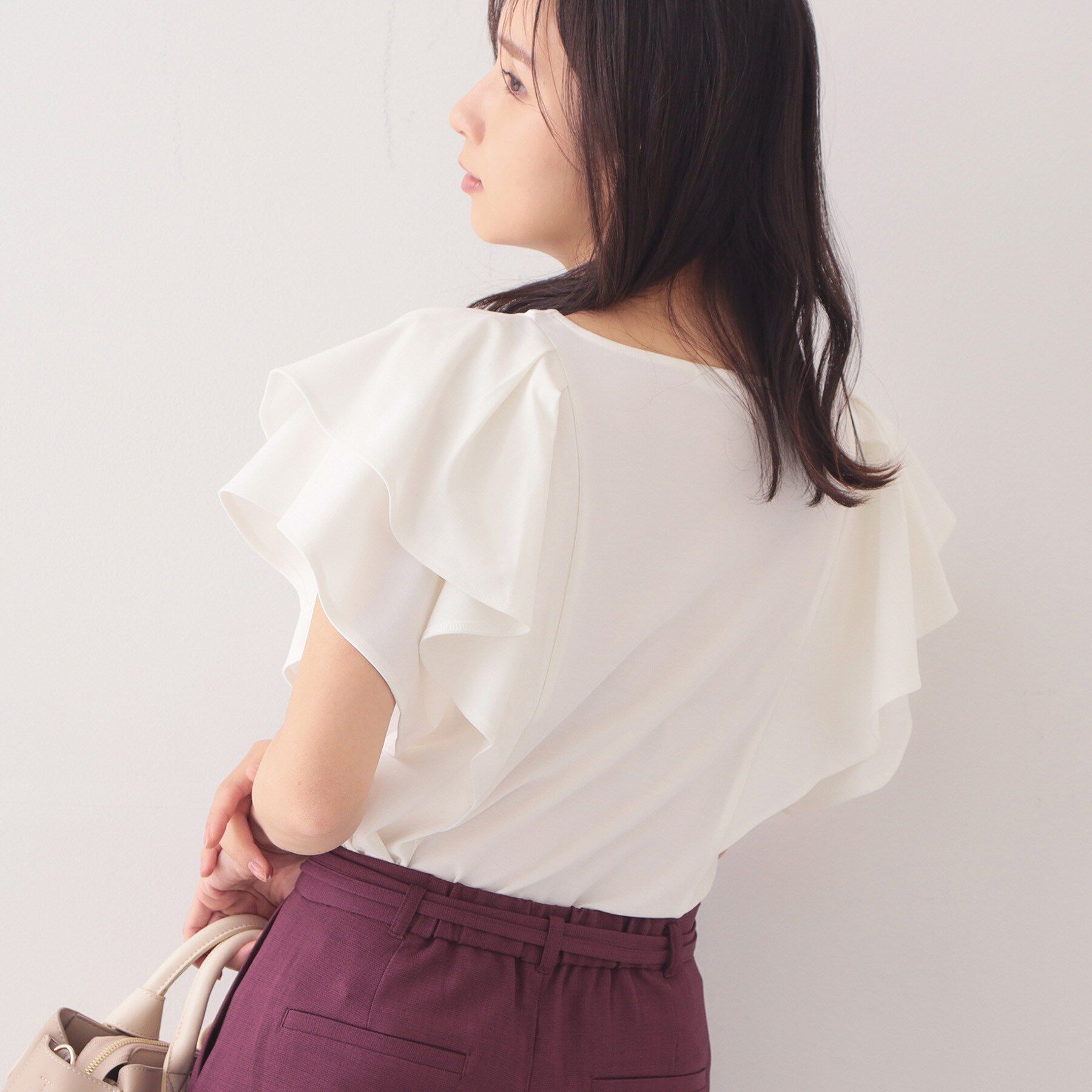 index「【接触冷感】ダブルフレアキーネックトップス《UVケア／洗濯機OK》」|Tシャツ・カットソー|
