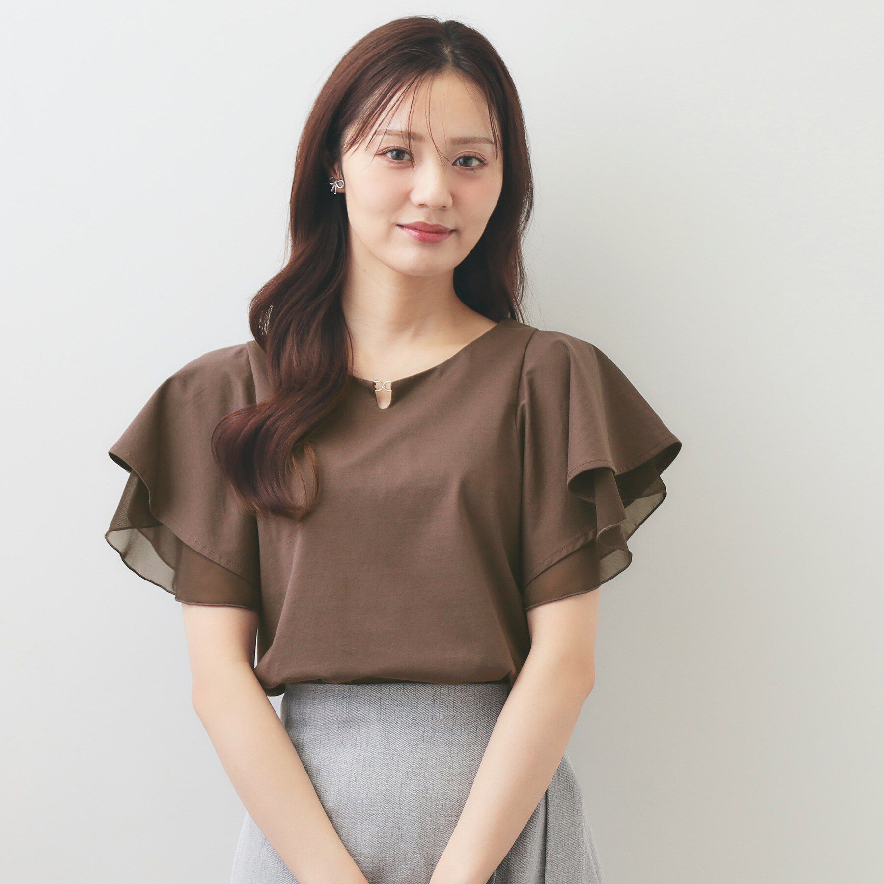 index「【接触冷感／UVケア】シフォンフリルドッキングトップス《洗濯機OK》」|Tシャツ・カットソー|