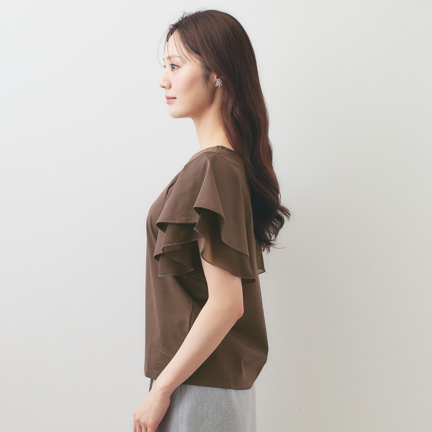 index「【接触冷感／UVケア】シフォンフリルドッキングトップス《洗濯機OK》」|Tシャツ・カットソー|