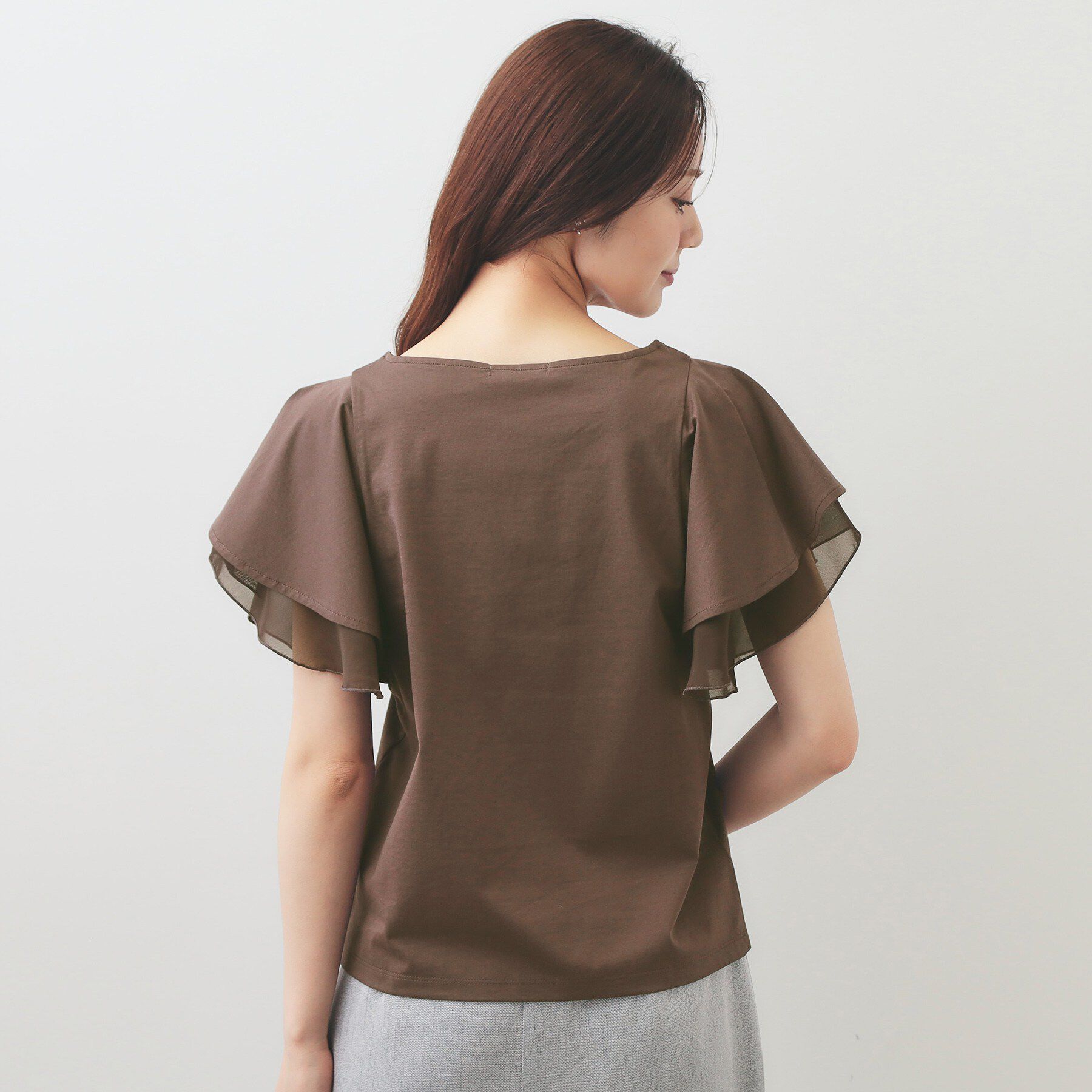 index「【接触冷感／UVケア】シフォンフリルドッキングトップス《洗濯機OK》」|Tシャツ・カットソー|
