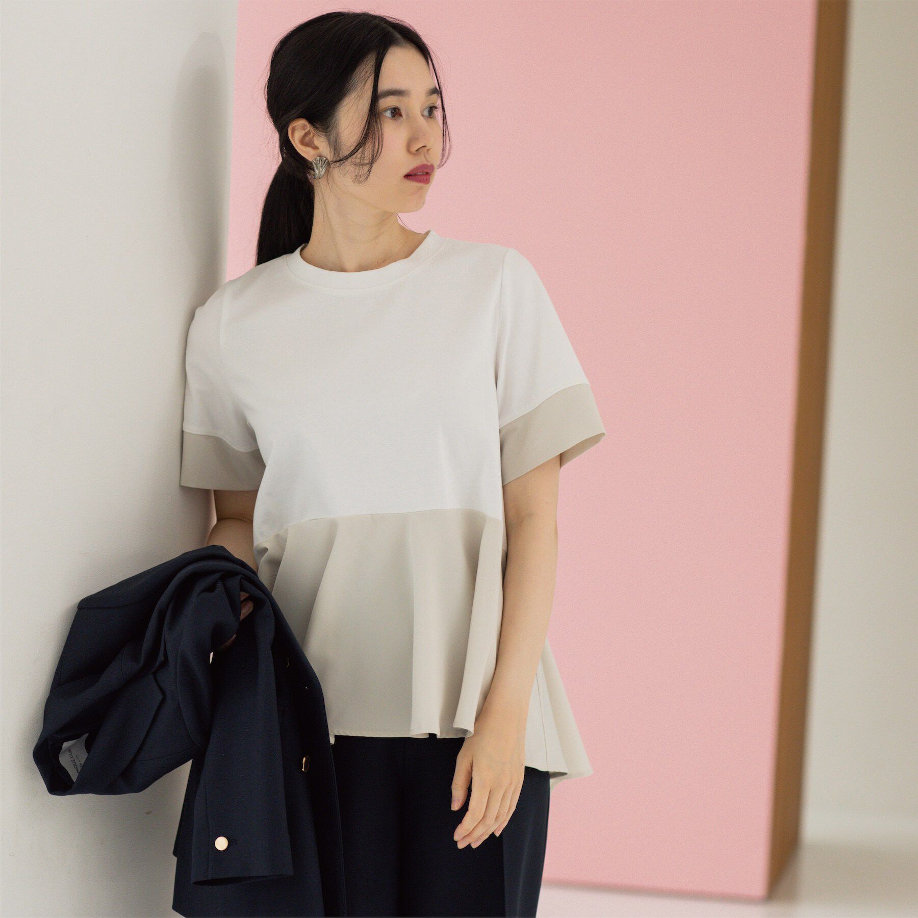 OPAQUE.CLIP「ペプラム切替ドッキングトップス」|Tシャツ・カットソー|