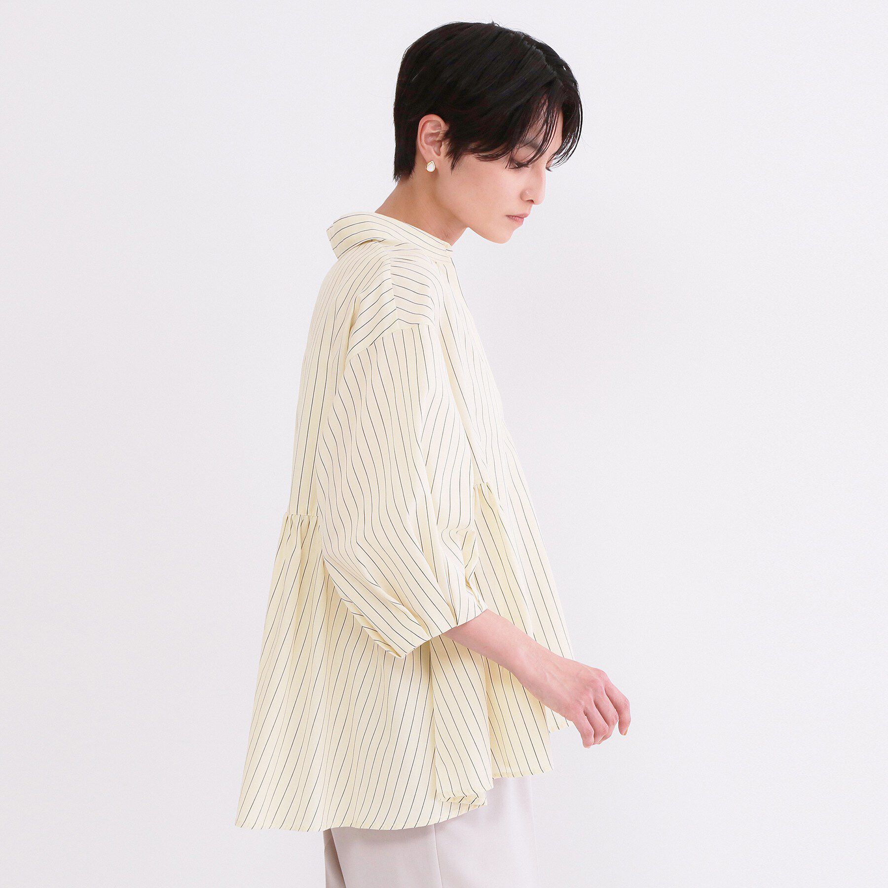 OPAQUE.CLIP「スキッパーペプラムブラウス【洗濯機OK】」|シャツ・ブラウス|